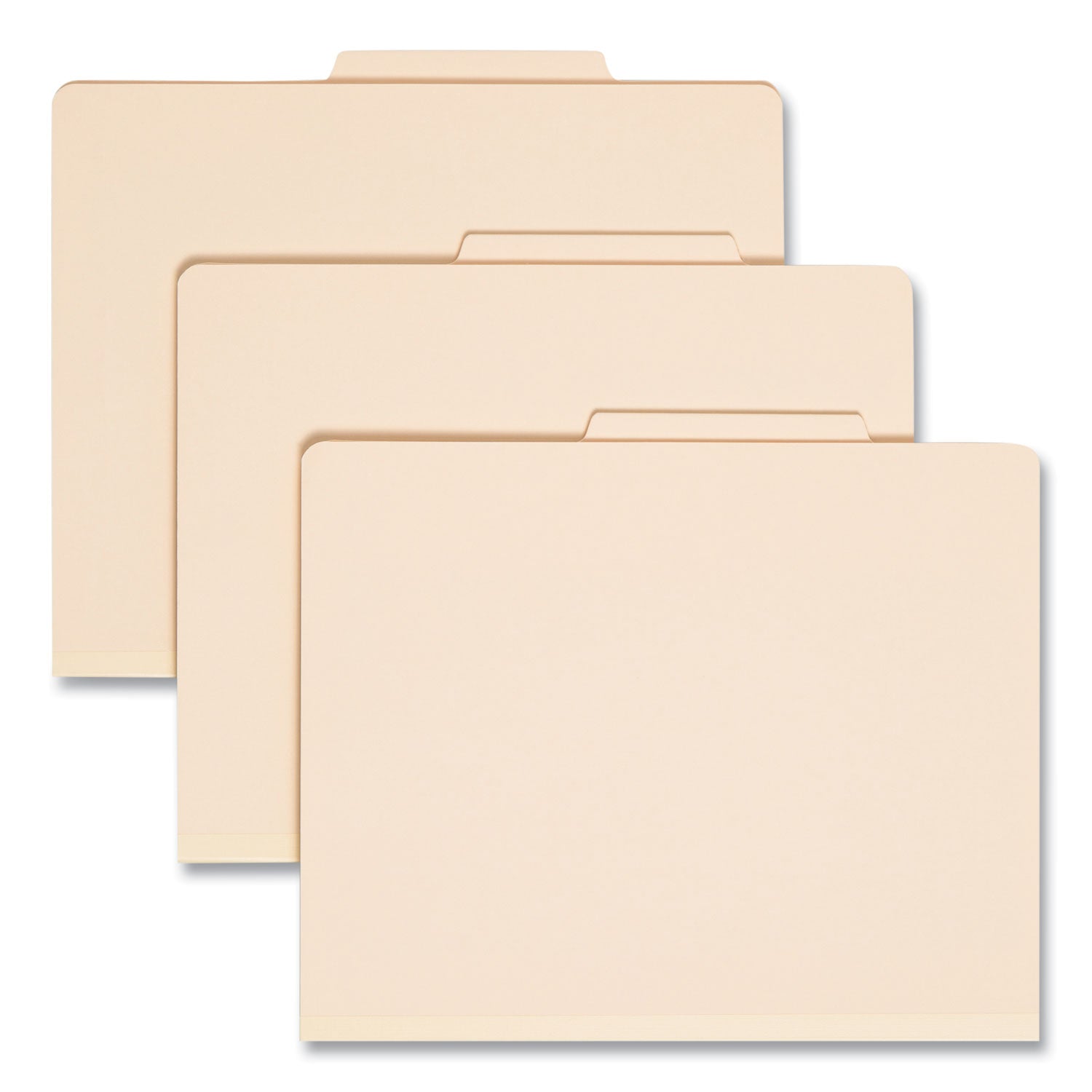 Four-Section Top Tab Classification Folders, 2" Expansion, 1 Divider, 4 Fasteners, Letter Size, Manila, 10/Box