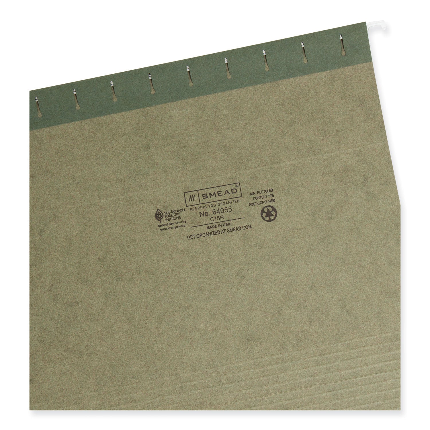Smead Hanging Folders, Letter Size, 1/5-Cut Tabs, Standard Green, 25/Box