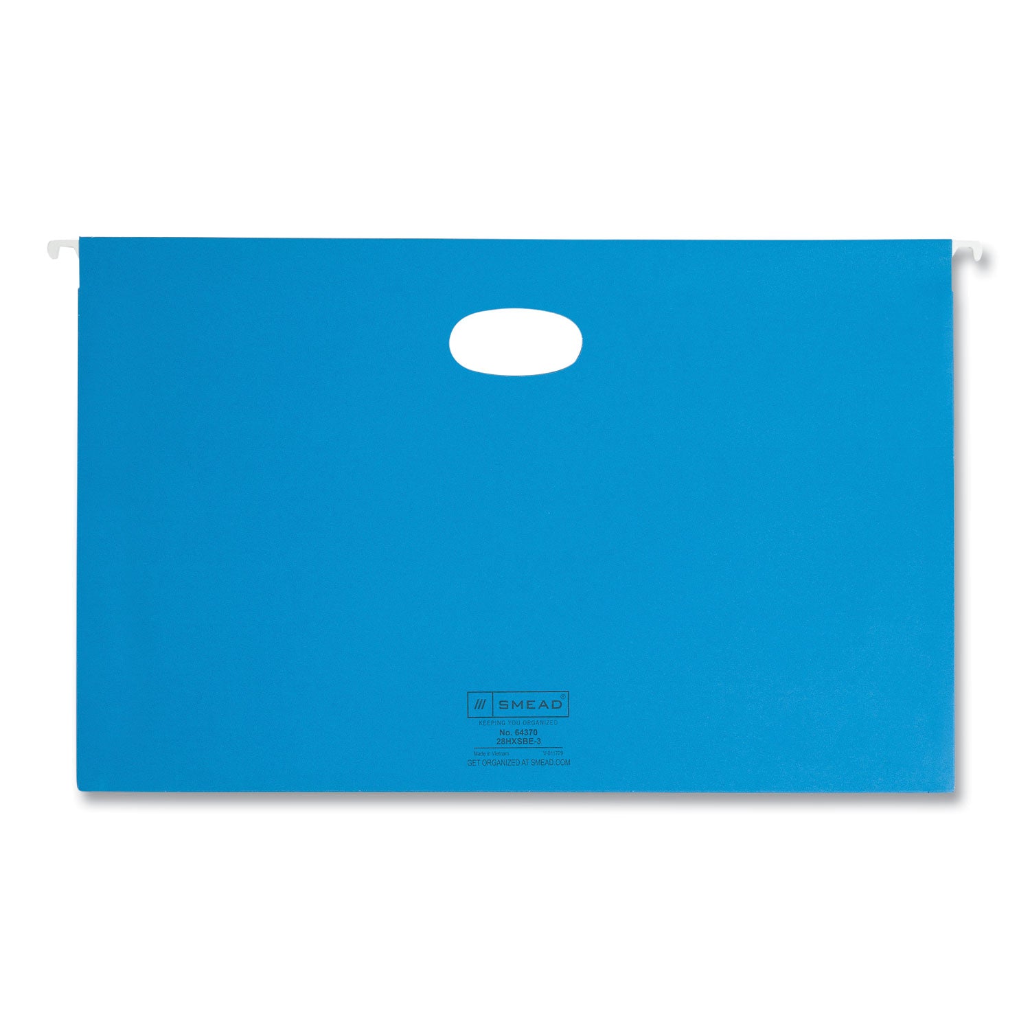 Smead Hanging Pockets with Full-Height Gusset, 1 Section, 3" Capacity, Legal Size, 1/5-Cut Tabs, Sky Blue, 25/Box