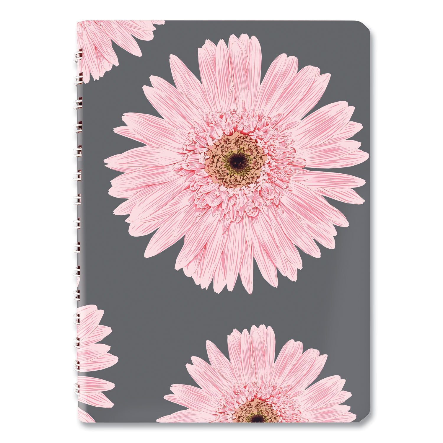 Brownline® Pink Ribbon Essential Daily Appt Book, Breast Cancer, Daisy Artwork, 8 x 5, Navy/Gray/Pink Cover, 12-Month (Jan to Dec): 2025