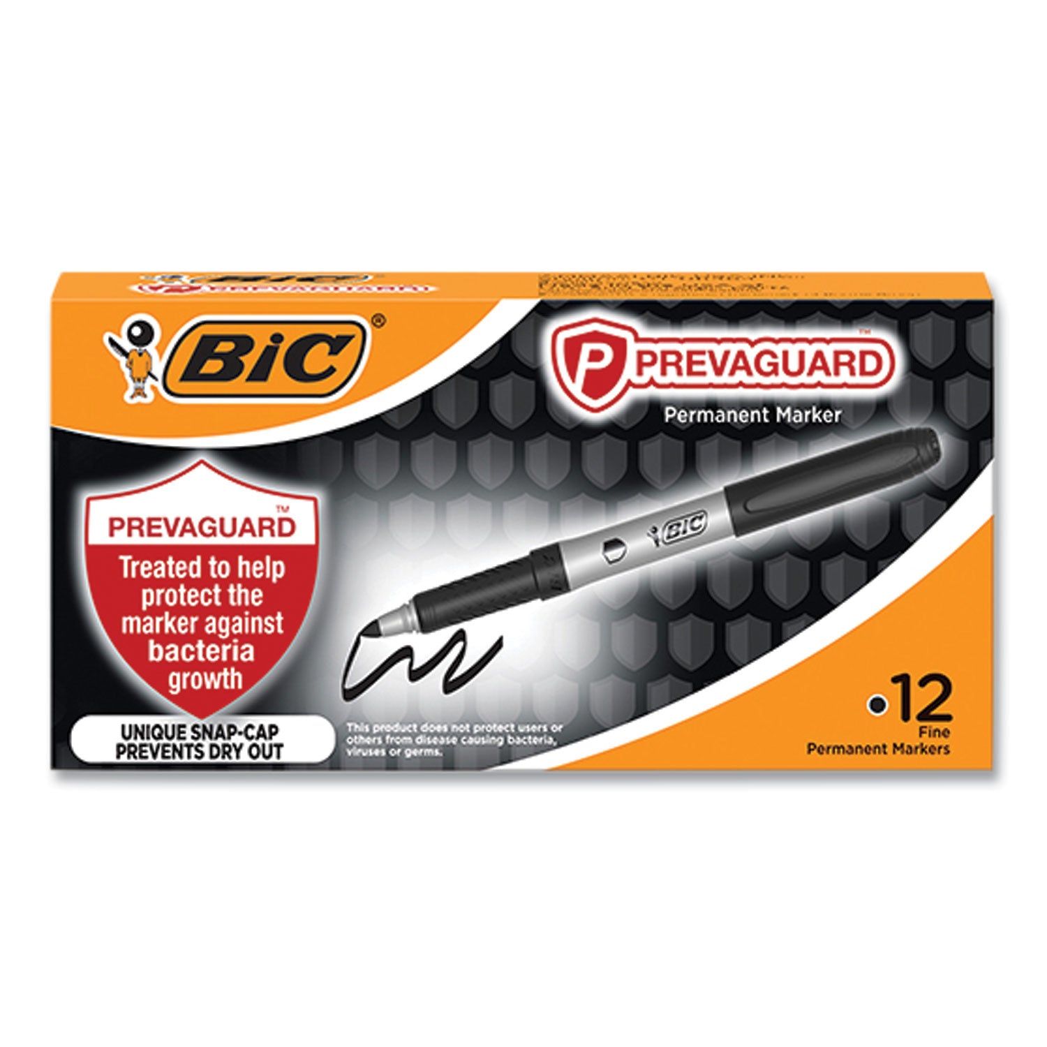 BIC® PrevaGuard Permanent Marker, Fine Bullet Tip, Black, 12/Pack