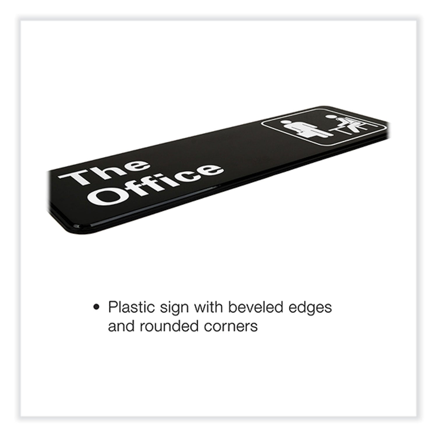 Excello Global Products® The Office Indoor/Outdoor Wall Sign, 9" x 3", Black Face, White Graphics, 2/Pack