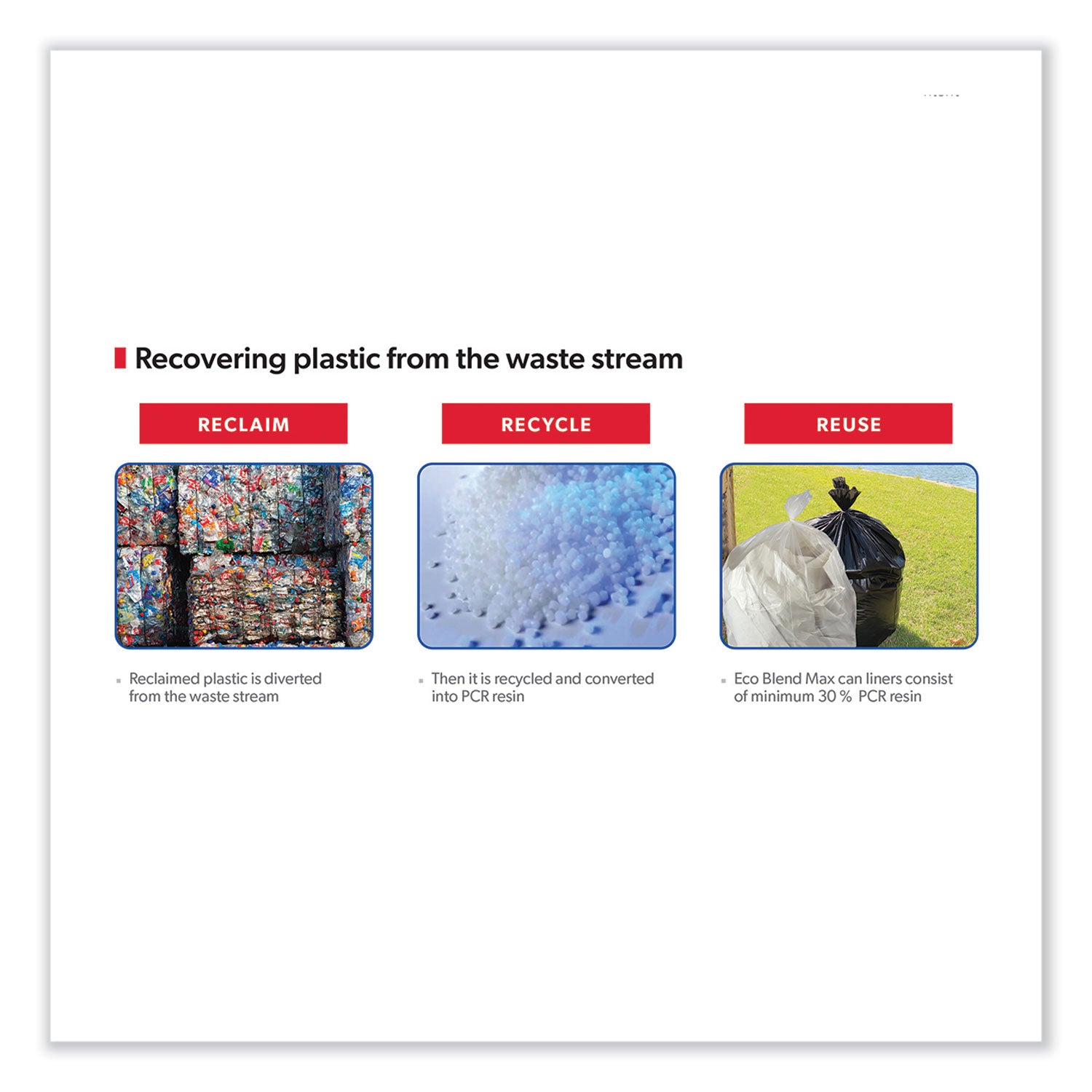 Heritage Eco Blend Max Can Liners, 45 gal, 0.8 mil, 40" x 46", Clear, 25 Bags/Roll, 6 Rolls/Carton