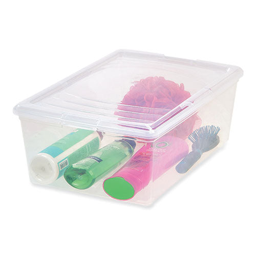 IRIS 13.5 Qt. Lift-Off Lid Storage Tote, 10.6" x 16.1" x 5.9", Clear/Gray