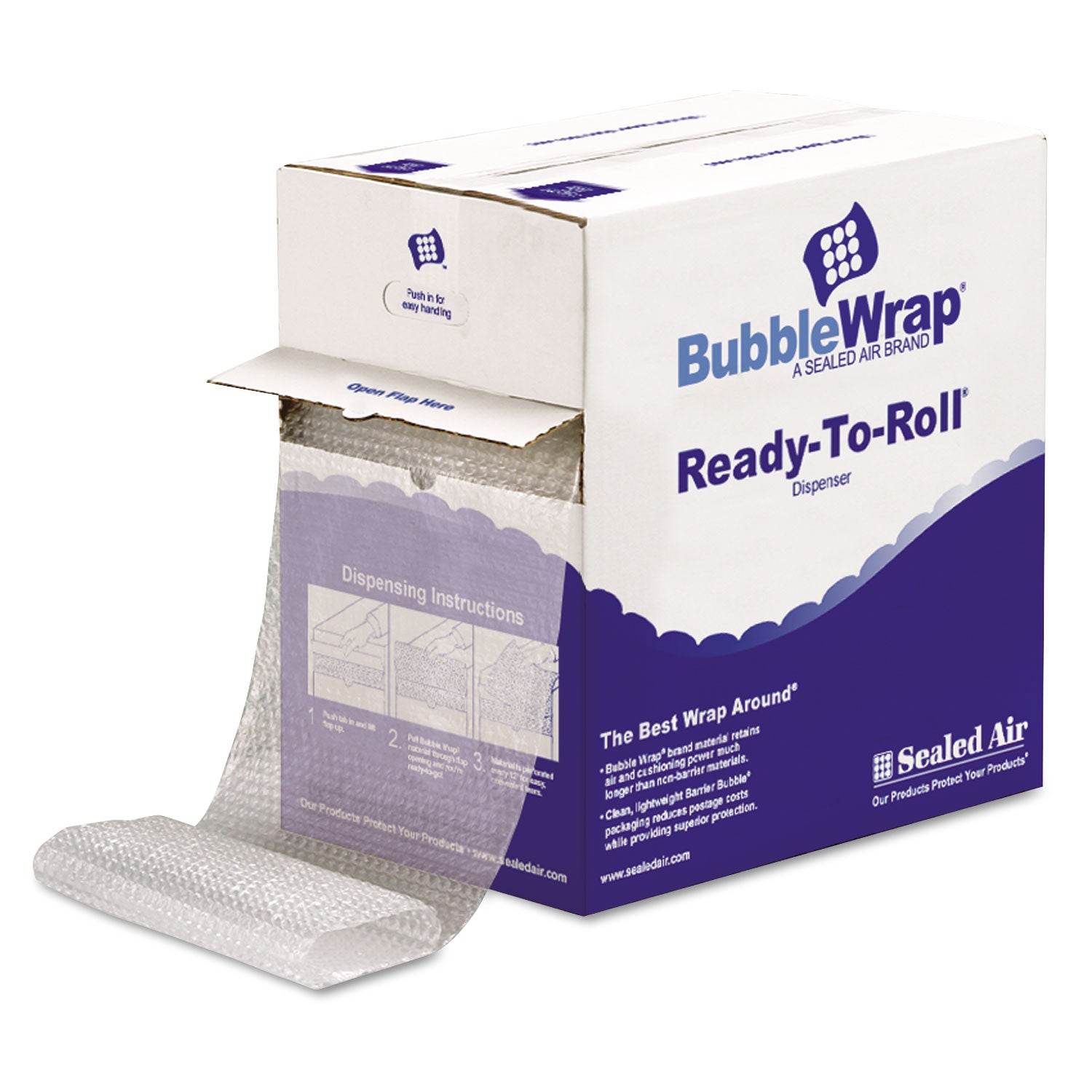 Sealed Air Bubble Wrap, Self-Clinging Air-Cushioned, 0.19" Thick, 12" x 175 ft