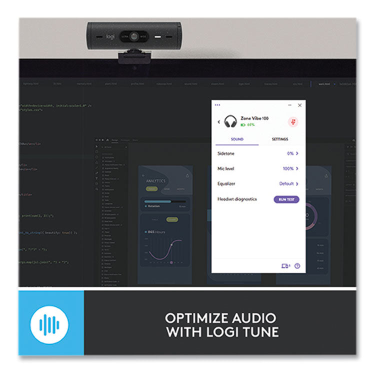 Logitech® Zone Vibe 100 Wireless Noise Canceling Over-Ear Headphones, Graphite