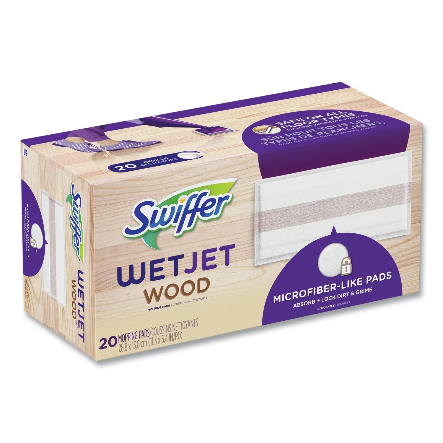 WetJet System Wood Mopping Pad, 5.4 x 11.3, White, 20/Pack Swiffer® Flipcost