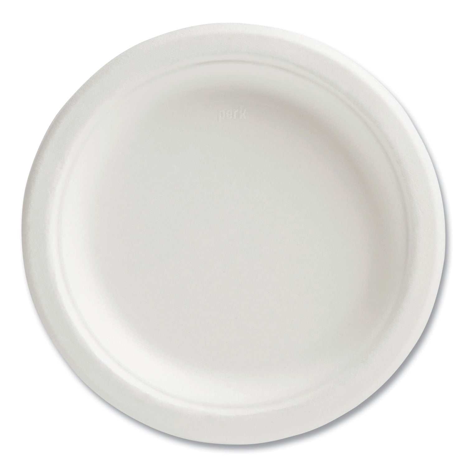 Perk™ PFAS-Free Compostable Bagasse Plates, Sugarcane, 6" dia, White, 250/Pack