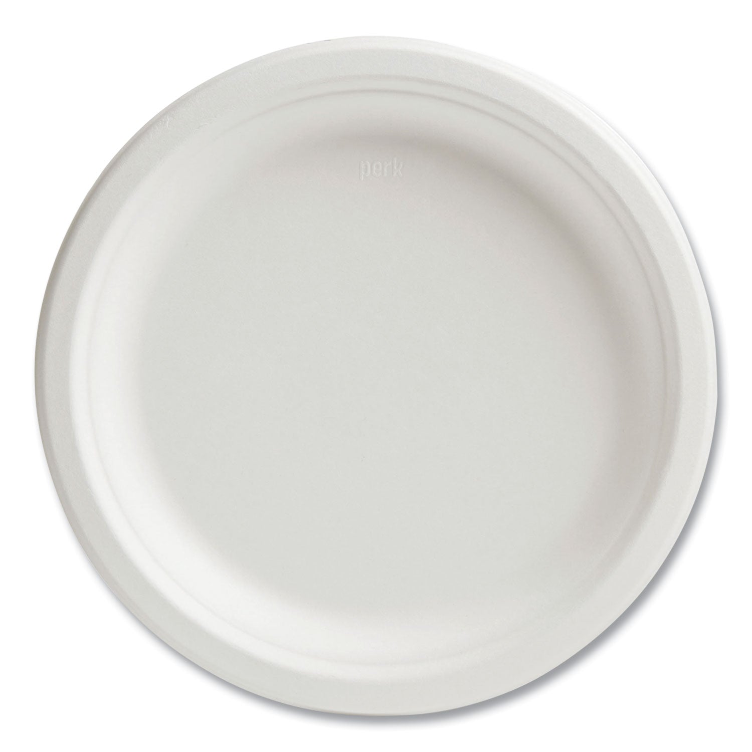 Perk™ PFAS-Free Compostable Bagasse Plates, Sugarcane, 9" dia, White, 250/Pack