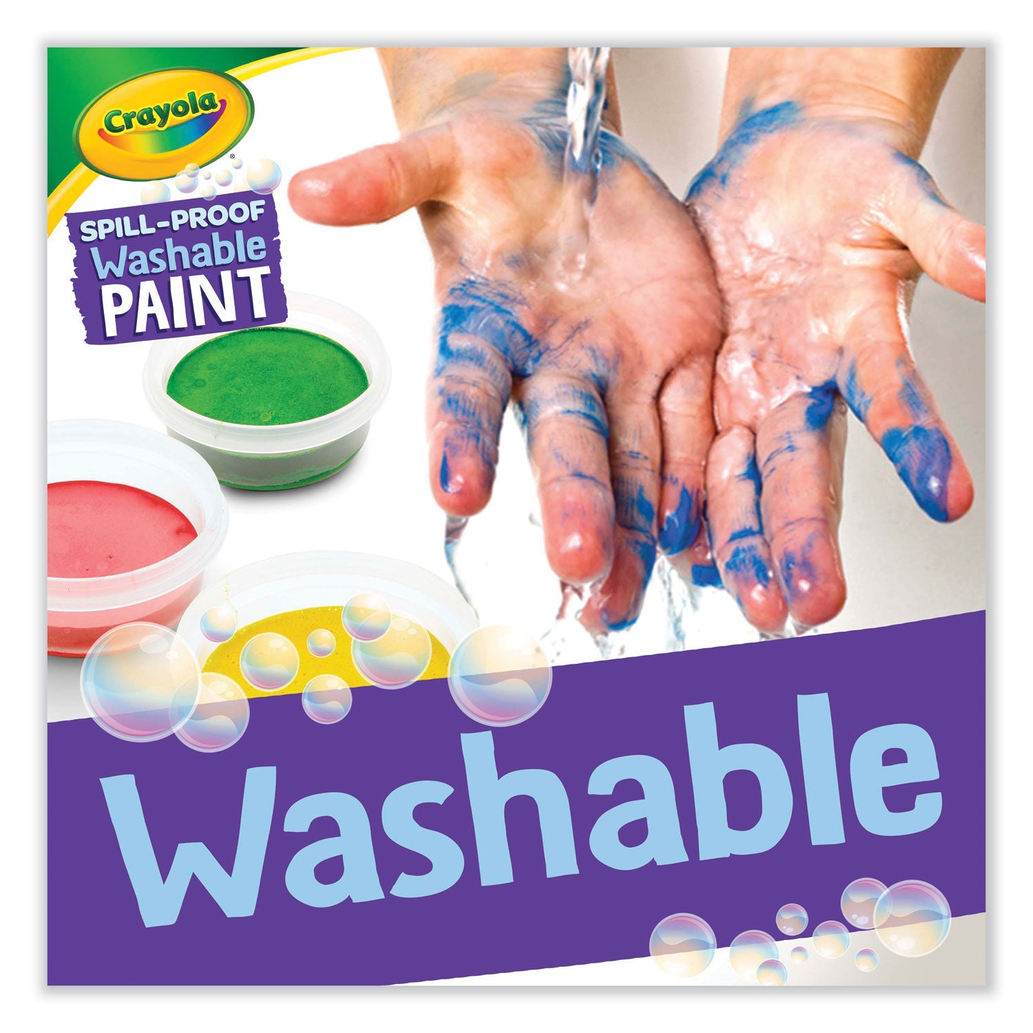 Crayola® Spill Proof Washable Paints, 5 Colors, 1.4 oz Cups, 5 Sets/Carton