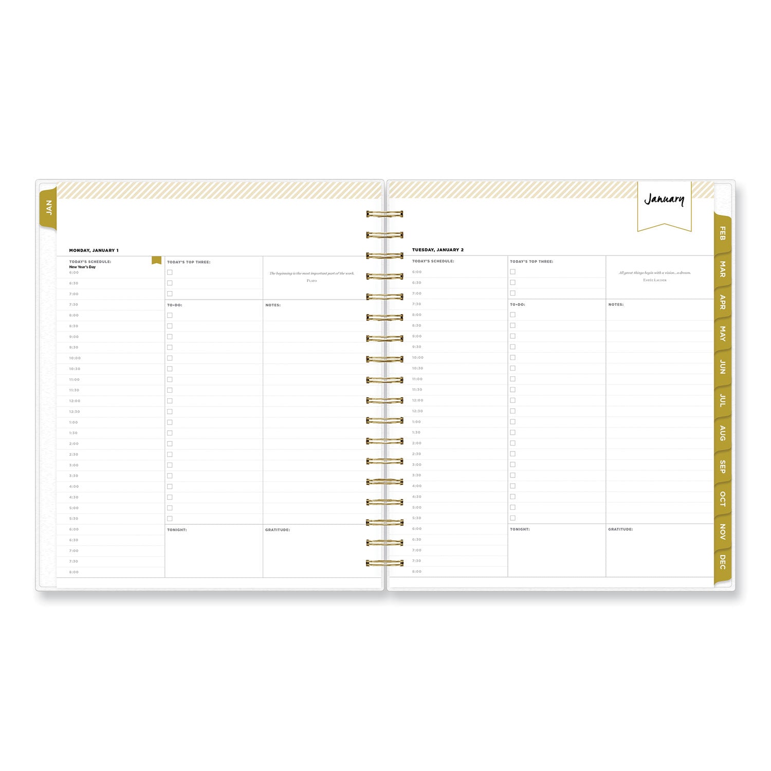 Blue Sky® Day Designer Navy Stripe Daily/Monthly Planner, Horizontal Stripe Artwork, 10 x 8, Navy/White Cover, 12-Month (Jan-Dec): 2025