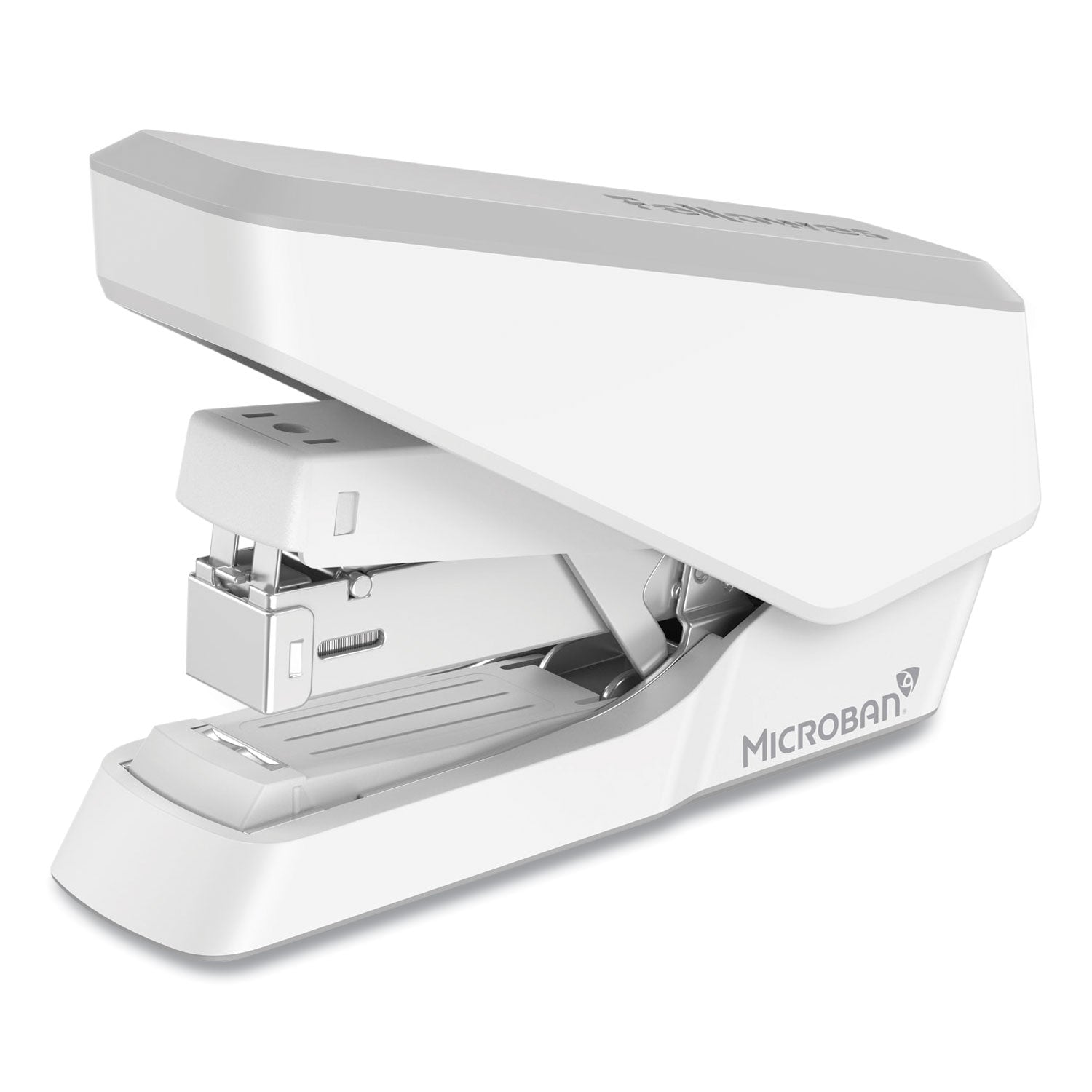 Fellowes® LX860 EasyPress Half Strip Stapler with Antimicrobial Protection, 40 Sheet Capacity, Gray/White