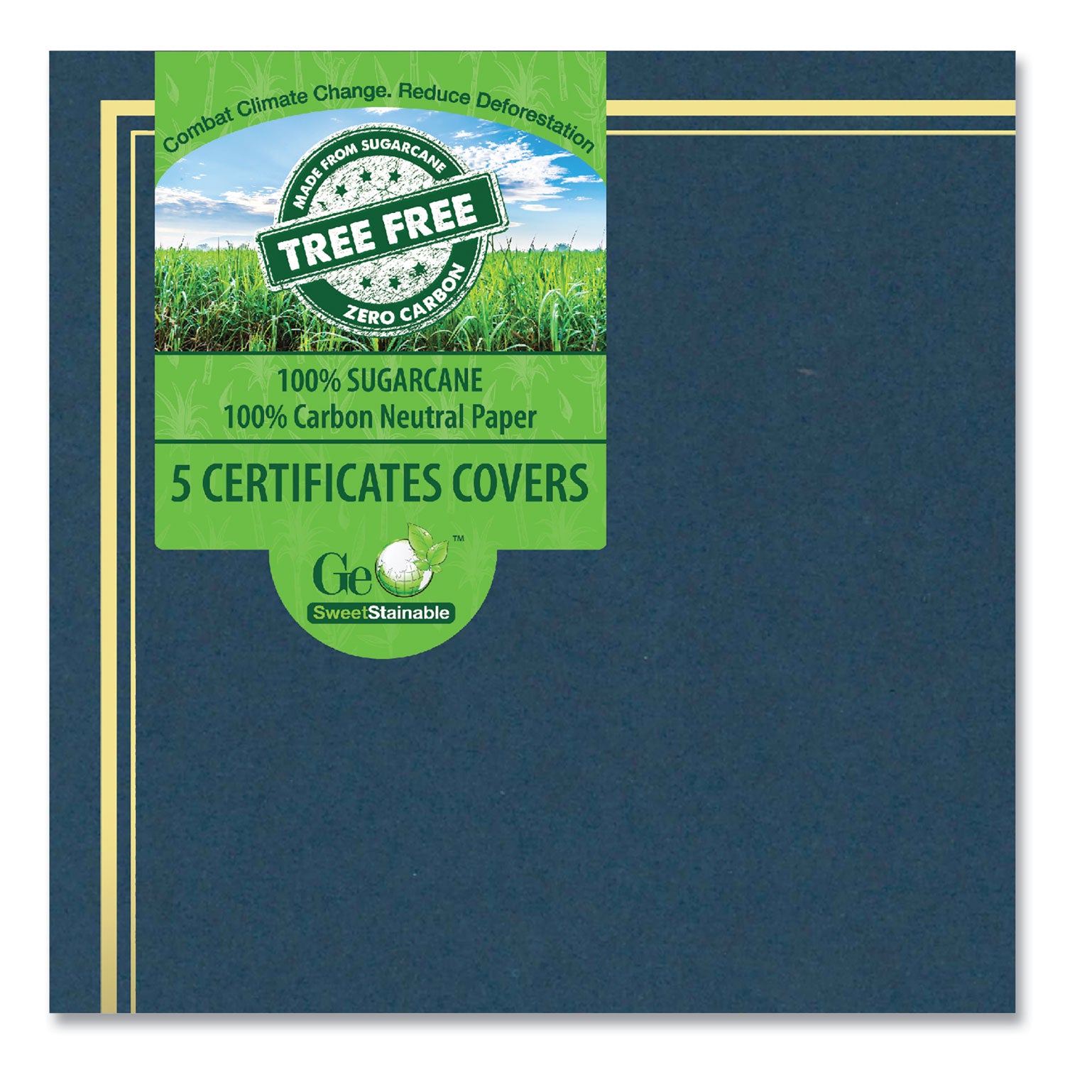 Geographics® Certificate/Document Cover, 9.75' x 12.5", Navy With Gold Foil, 5/Pack