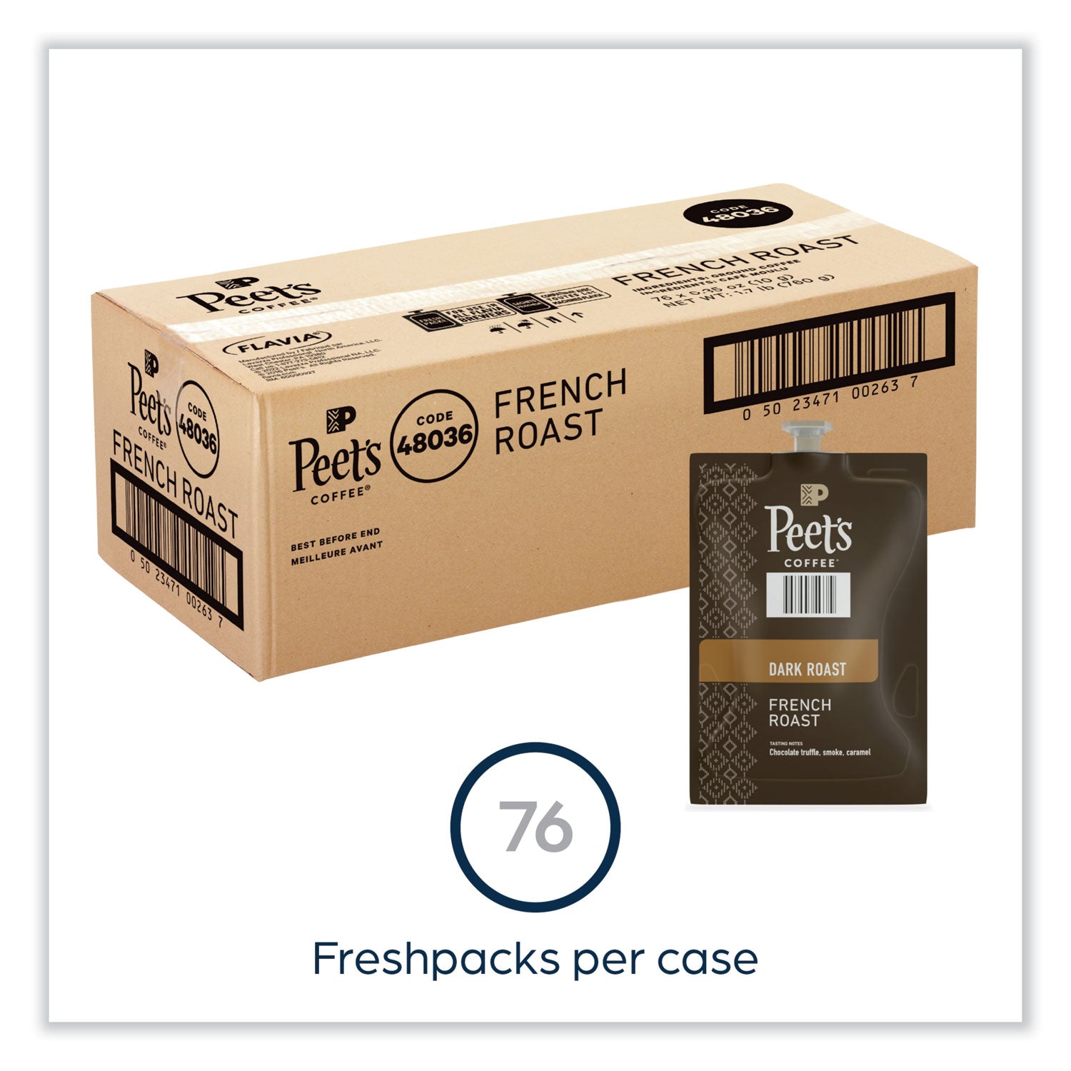 Peet's Coffee & Tea® FLAVIA Ground Coffee Freshpacks, French Roast, 76/Carton