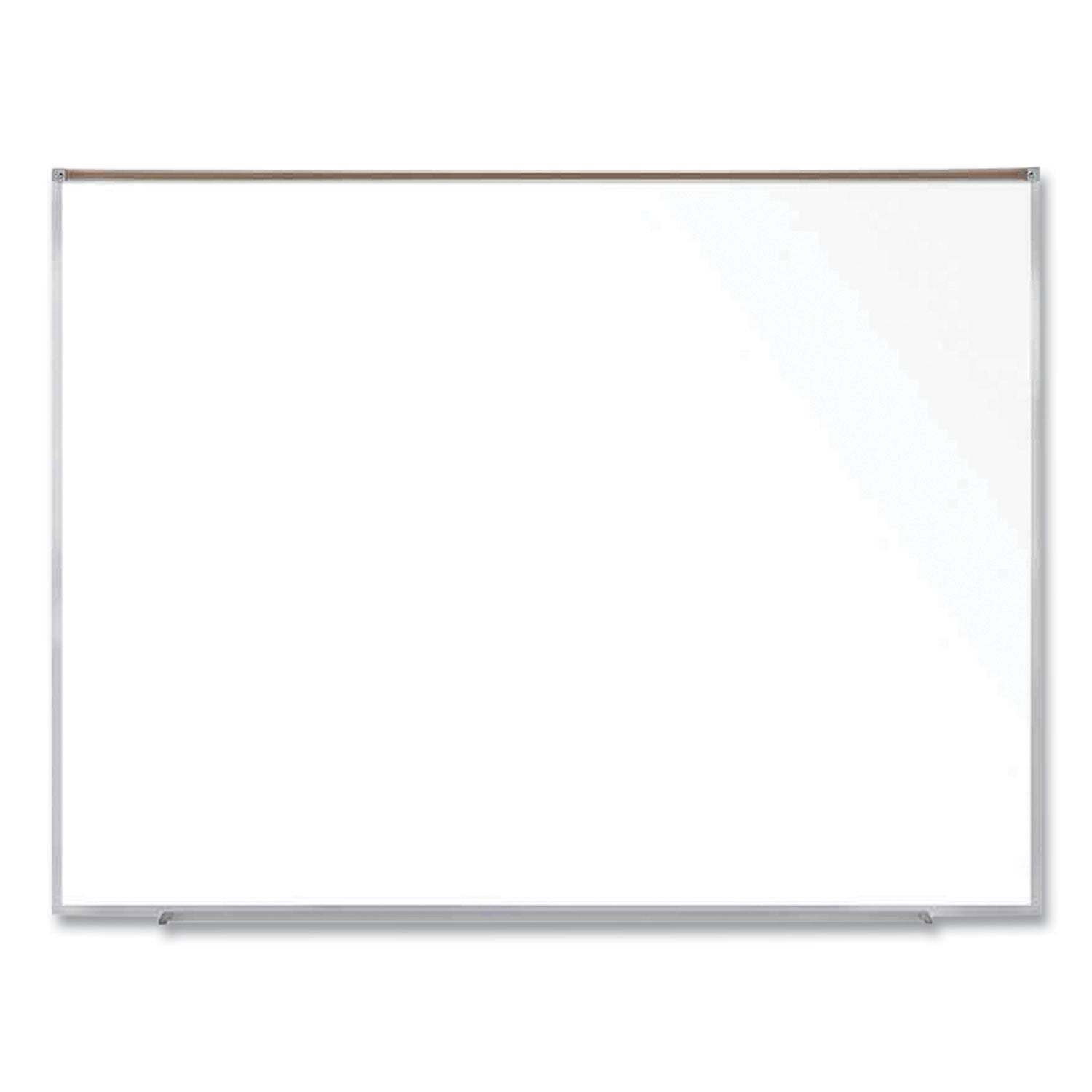 Magnetic Porcelain Whiteboard with Satin Aluminum Frame and Map Rail, 72.5 x 60.47, White Surface