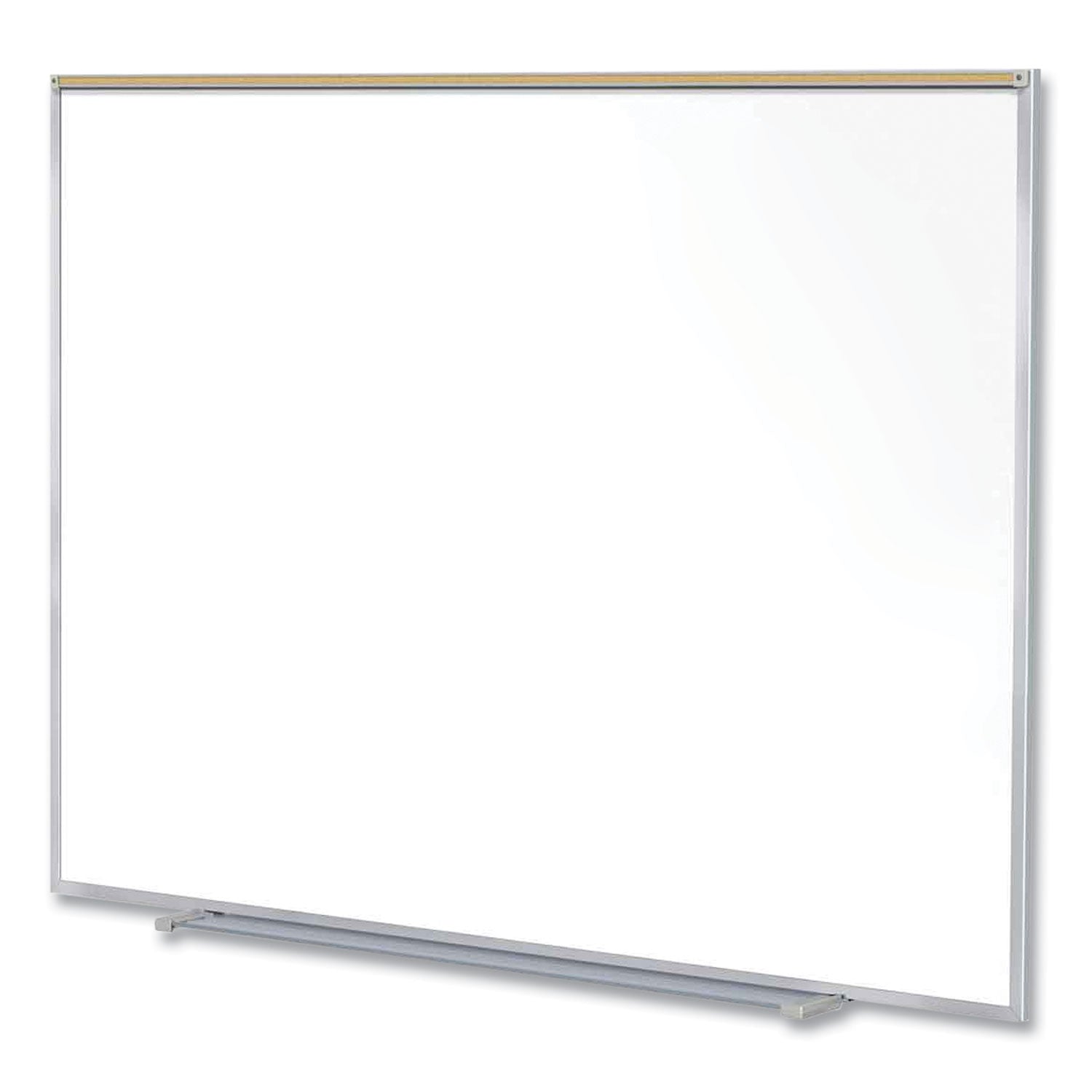 Ghent Magnetic Porcelain Whiteboard with Aluminum Frame and Maprail, 72.5" x 60.47", White Surface, Satin Aluminum Frame