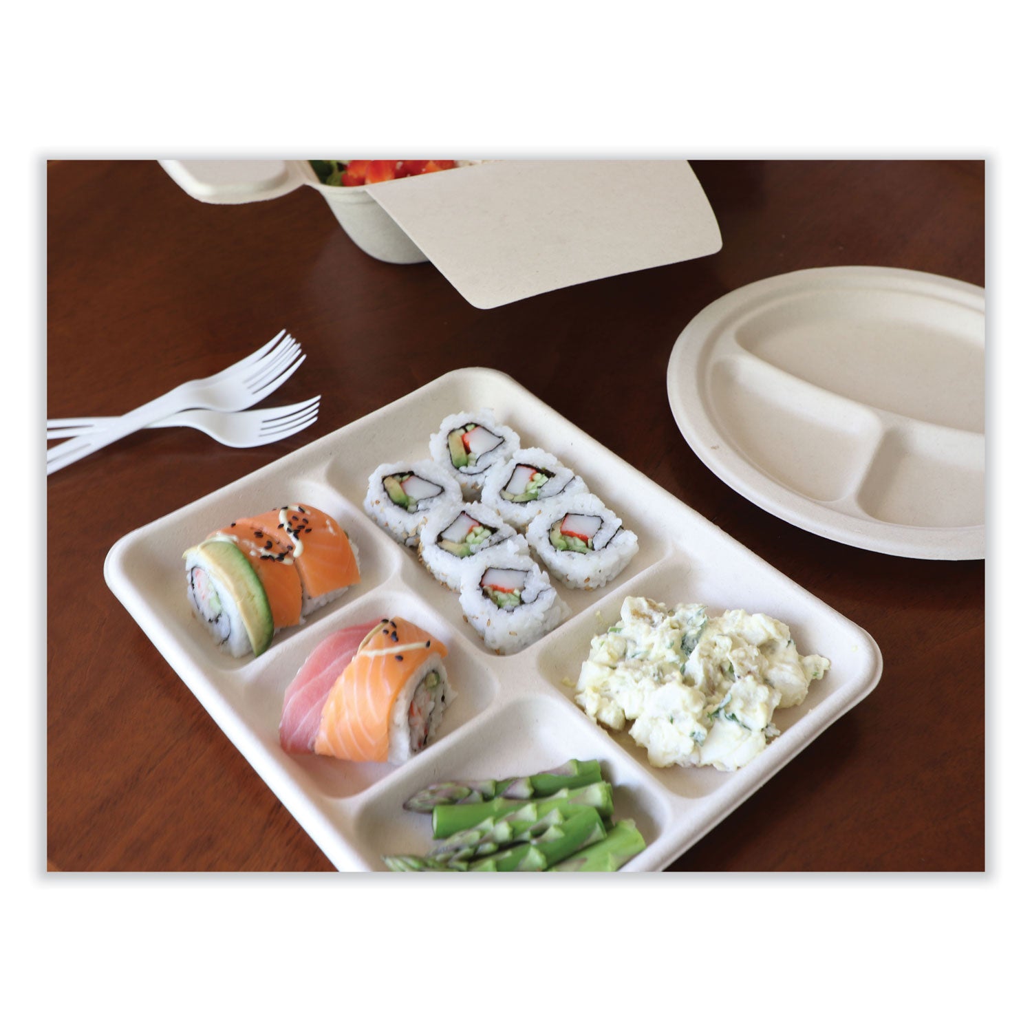 World Centric® Fiber Trays, 5 Compartments, 8.5 x 10.24 x 1.01, Natural, Paper, 400/Carton