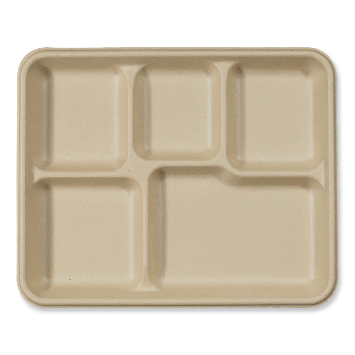 Fiber Trays, 5-Compartment, 8.5 x 10.24 x 1.01, Natural, Paper, 400/Carton
