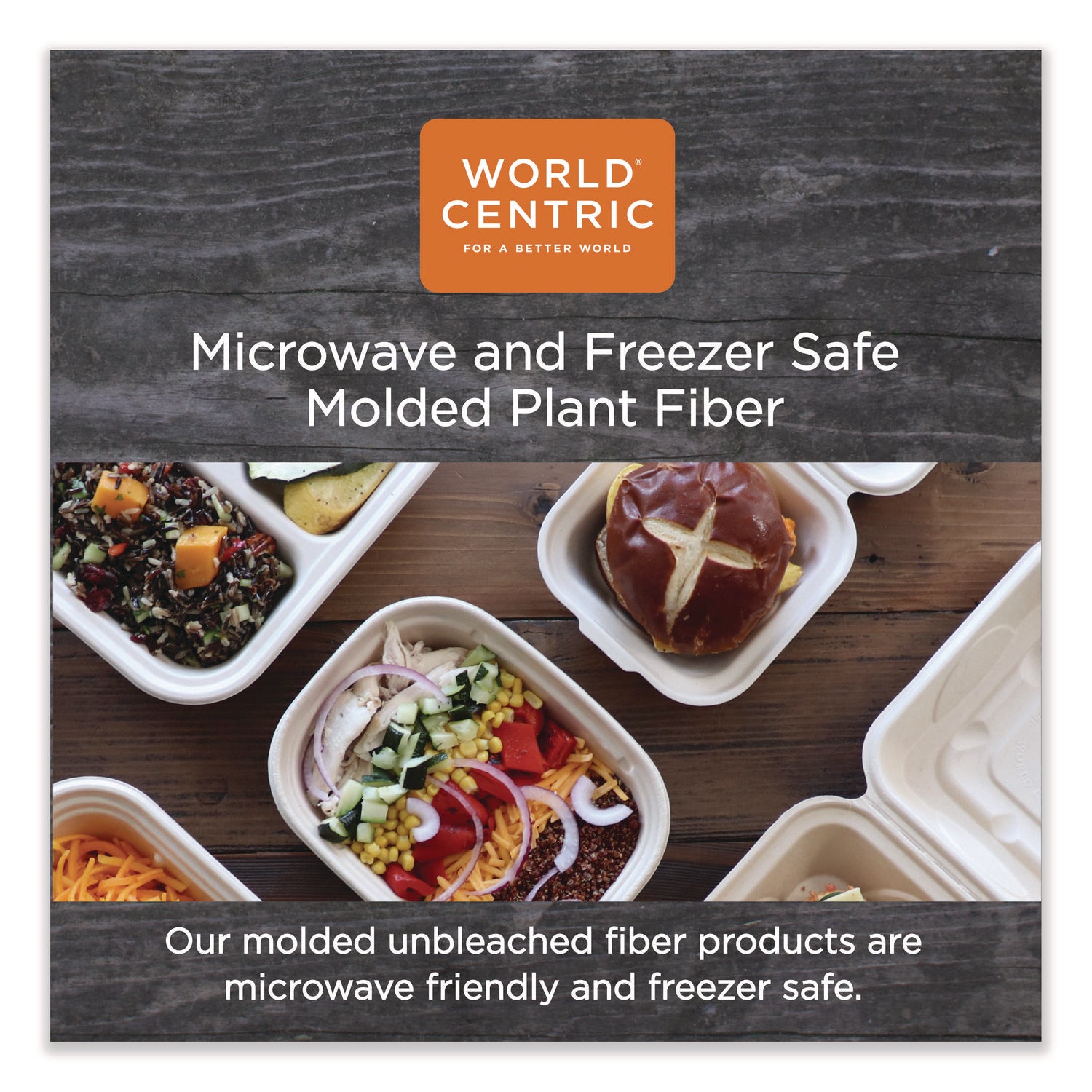 World Centric® Fiber Containers, 32 oz, 8.7 x 6.5 x 2.1, Natural, Paper, 400/Carton