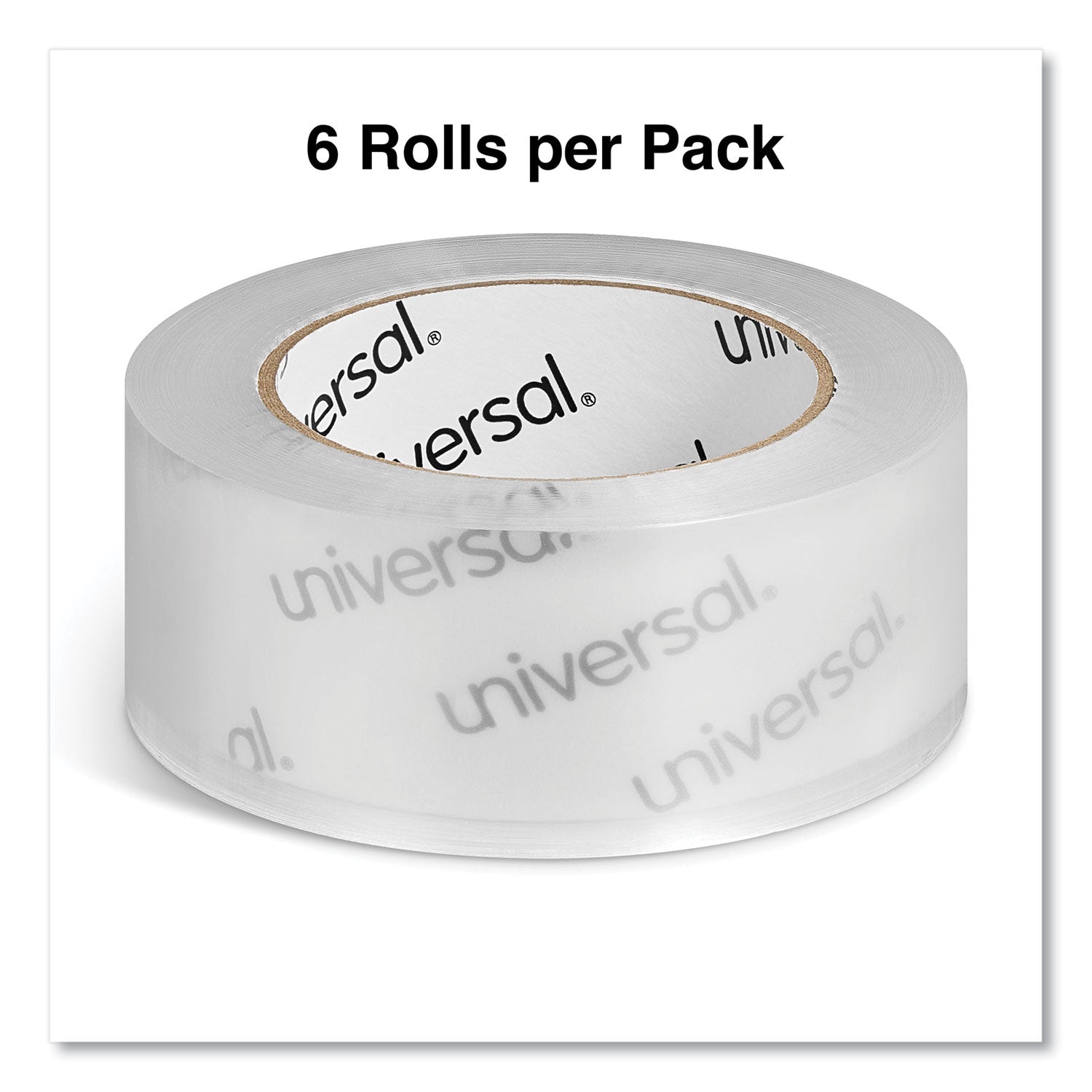 Universal® Quiet Tape Box Sealing Tape, 3" Core, 1.88" x 109 yds, Clear, 6/Pack