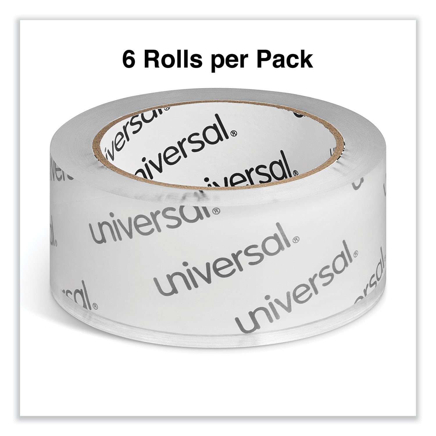 Universal® Heavy-Duty Acrylic Box Sealing Tape, 3" Core, 1.88" X 54.6 Yds, Clear, 6/pack