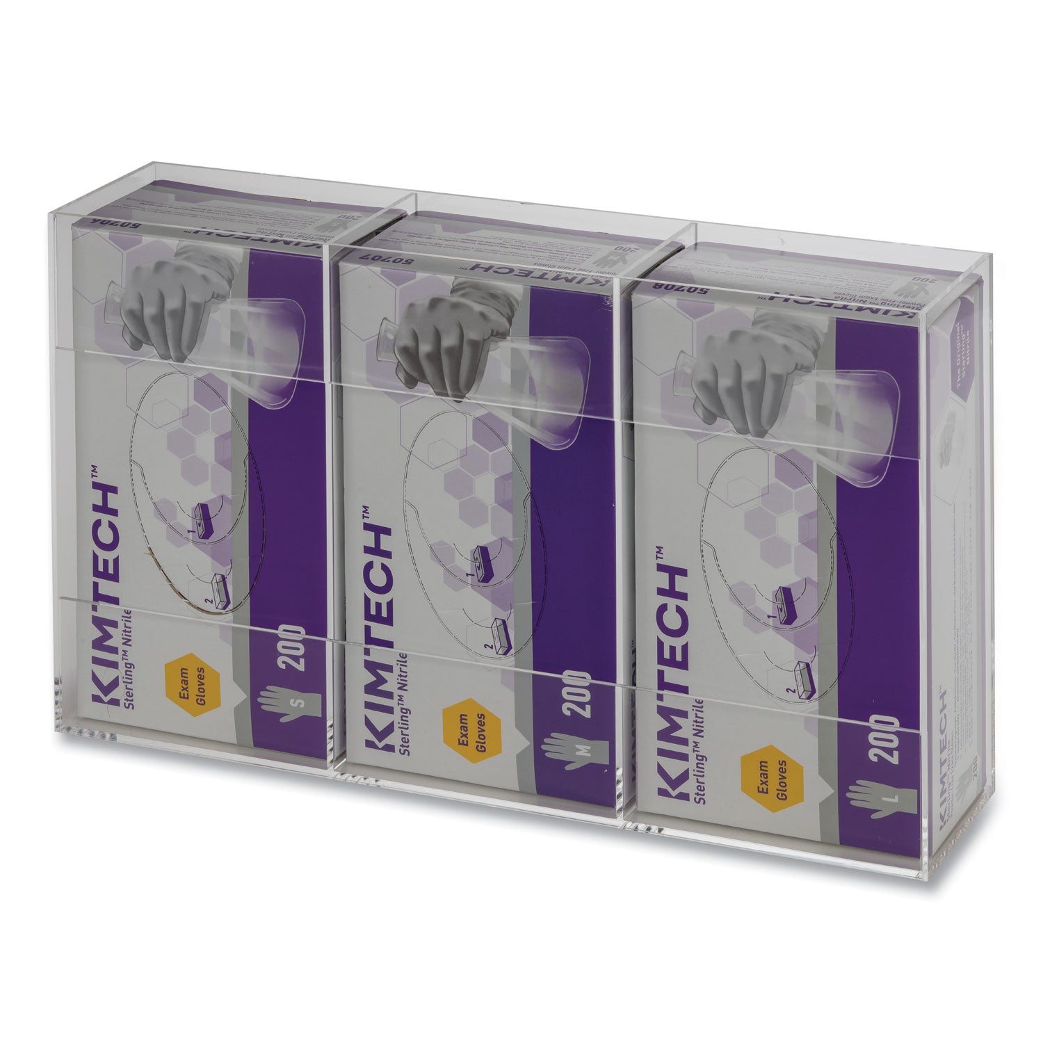 Kantek Triple Glove Dispenser, 10 x 4 x 16, Clear