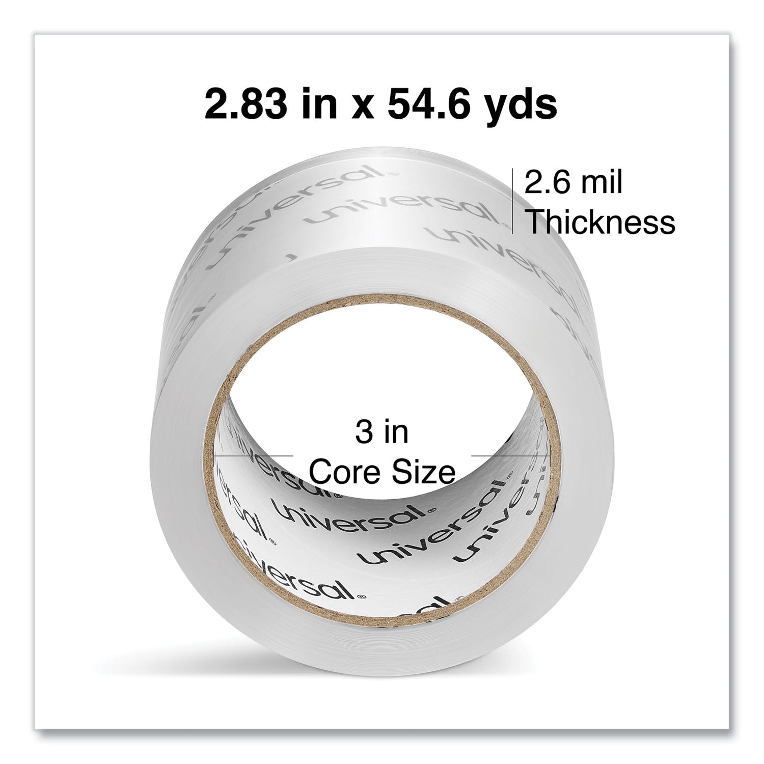 Universal® Extra-Wide Moving and Storage Packing Tape, 3" Core, 2.83" x 54.7 yd, Clear, 6/Pack