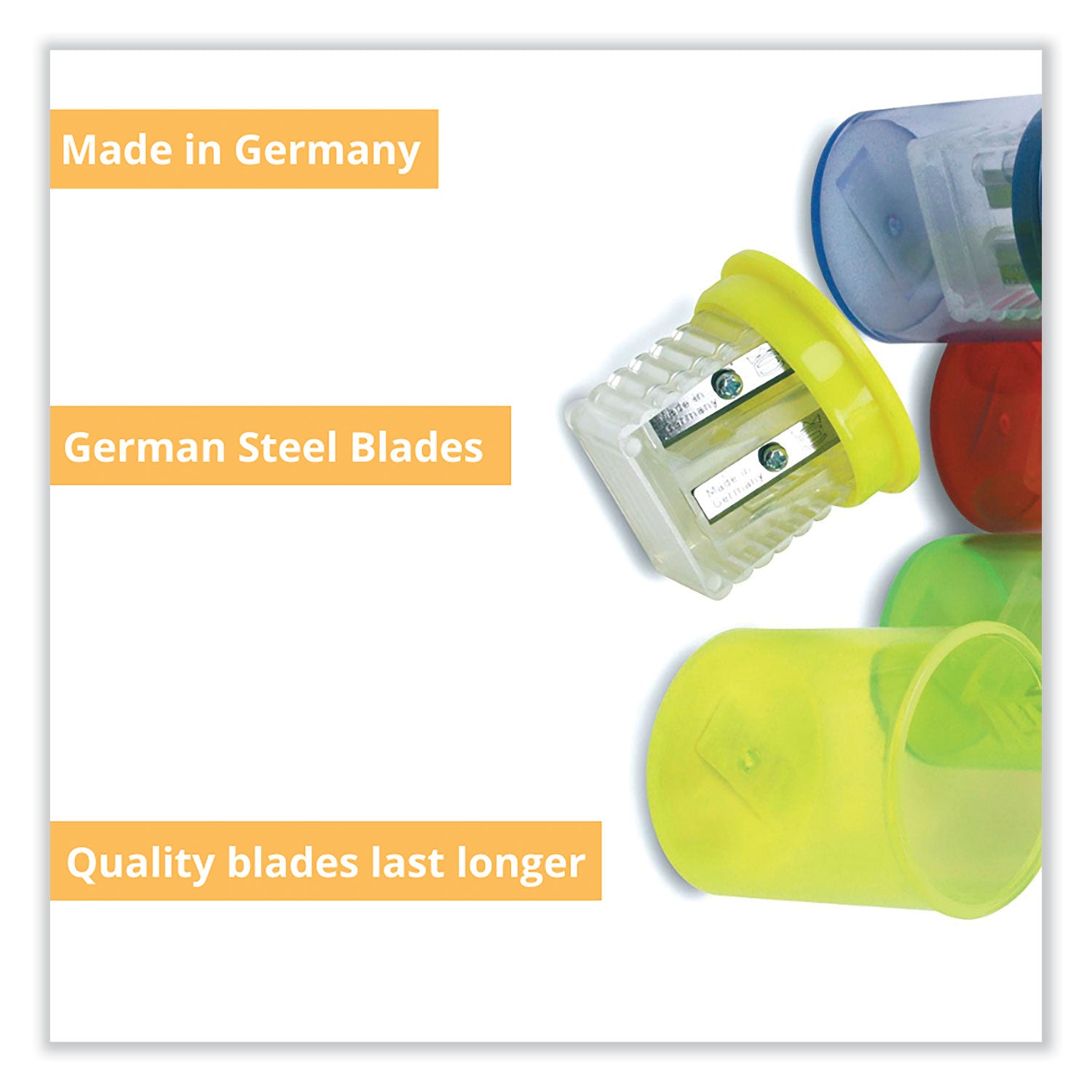 TPG Creations™ Eisen Pencil Sharpener, Two-Hole, 1.5 x 1.75, Randomly Assorted Barrel and Lid Colors