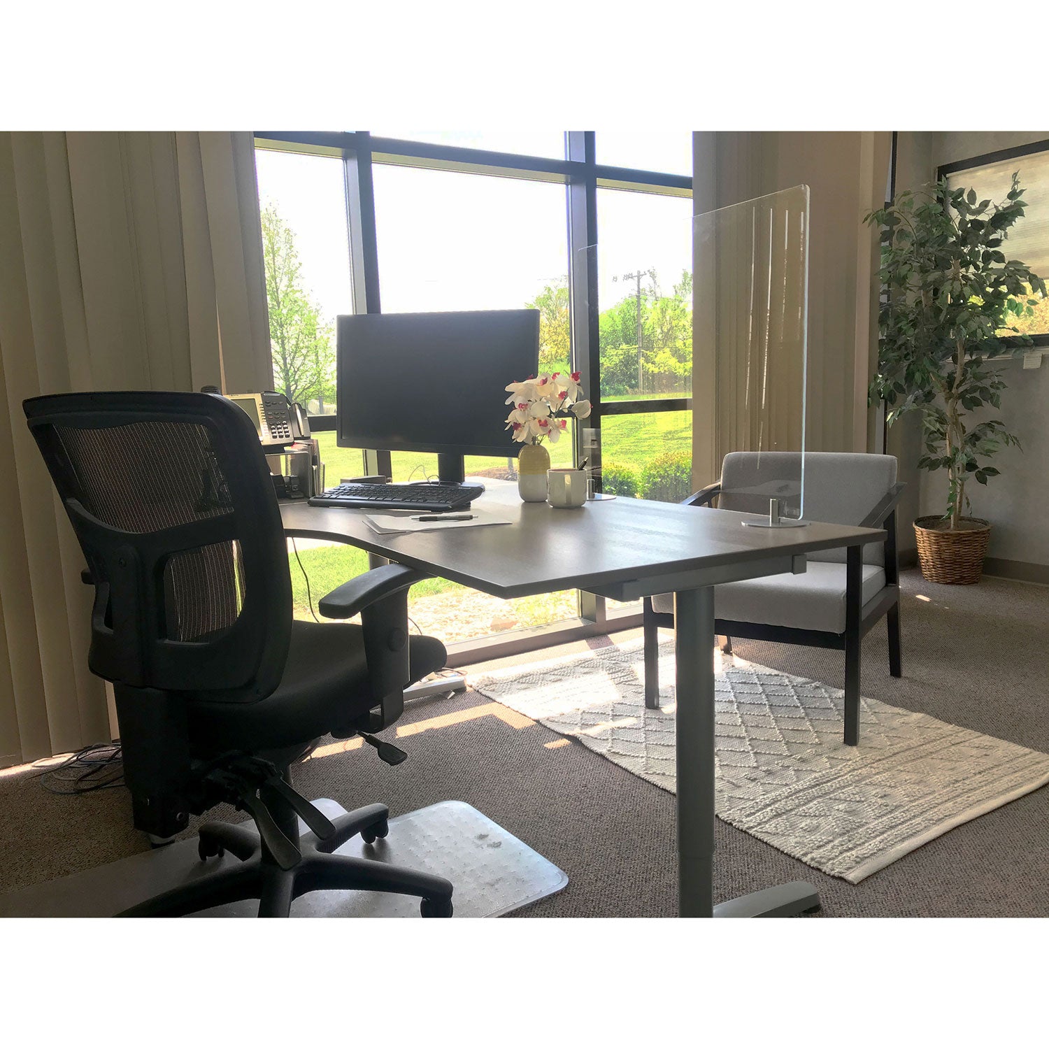 Ghent Desktop Free Standing Acrylic Protection Screen, 59 X 5 X 24, Frost