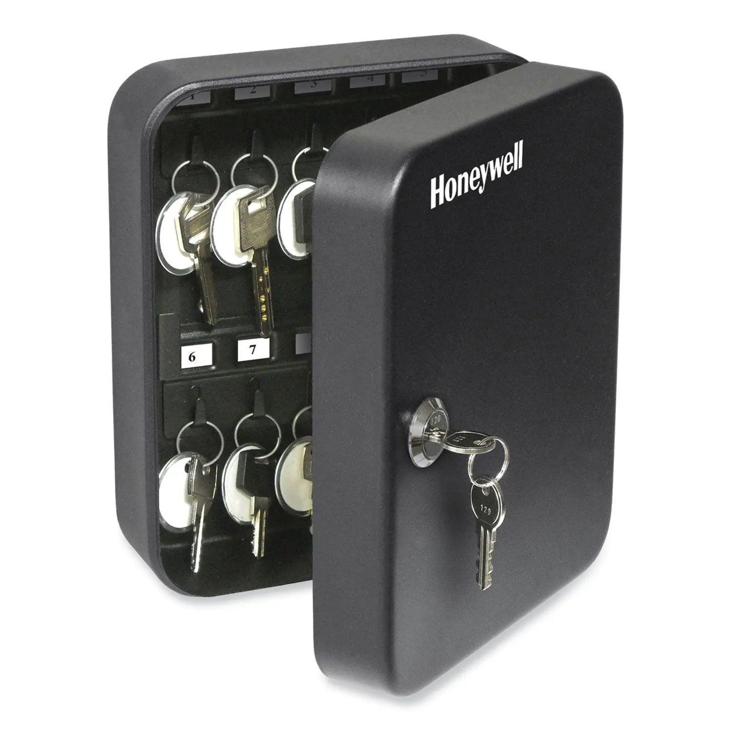 24-Slot Key Box, 6.3 x 2.9 x 7.8, Steel, Black Honeywell Flipcost