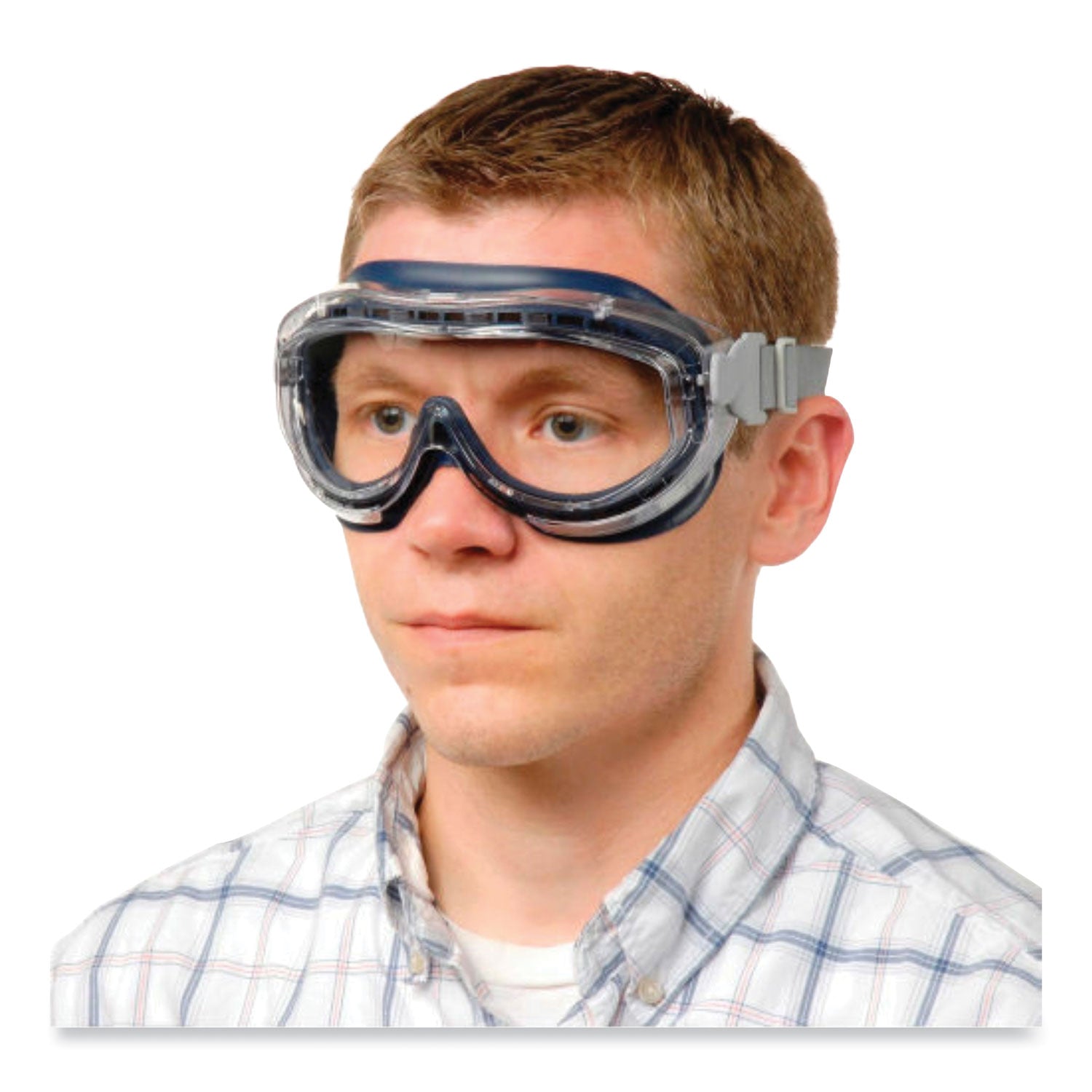 Honeywell Uvex™ Flex Seal OTG Goggles, Clear HydroShield Anti-Fog/Anti-Scratch Lens, Clear/Navy/Gray Frame