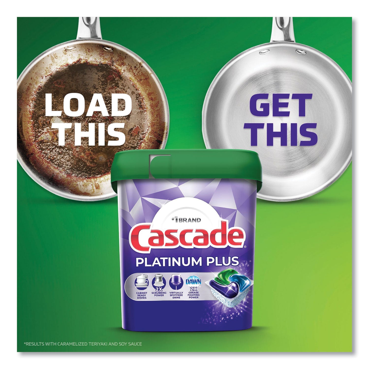 Cascade® Platinum Plus ActionPacs Dishwasher Detergent Pods, Fresh Scent, 28.4 oz Tub, 52/Tub, 3 Tubs/Carton