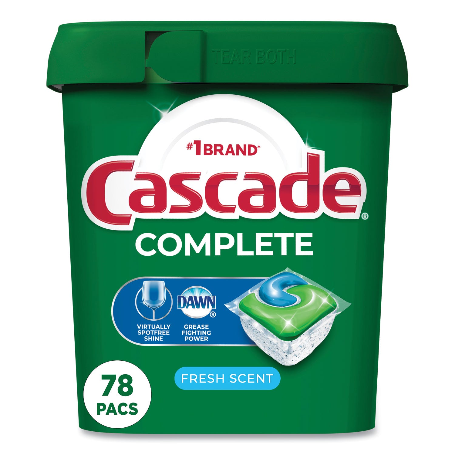 Cascade® ActionPacs, Fresh Scent, 40.9 oz Tub, 78/Tub, 2 Tubs/Carton