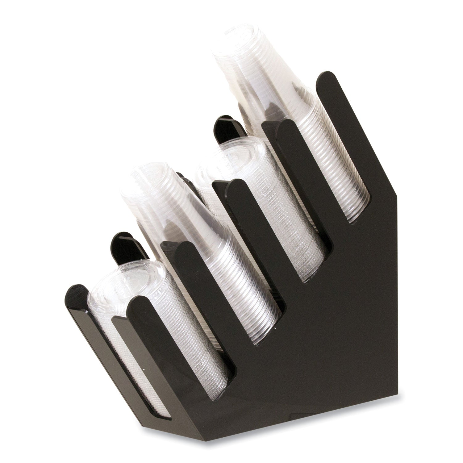 Mind Reader Foundation Collection 4-Compartment Graduated Countertop Coffee Cup Dispenser, 4 x 18 x 16, Black