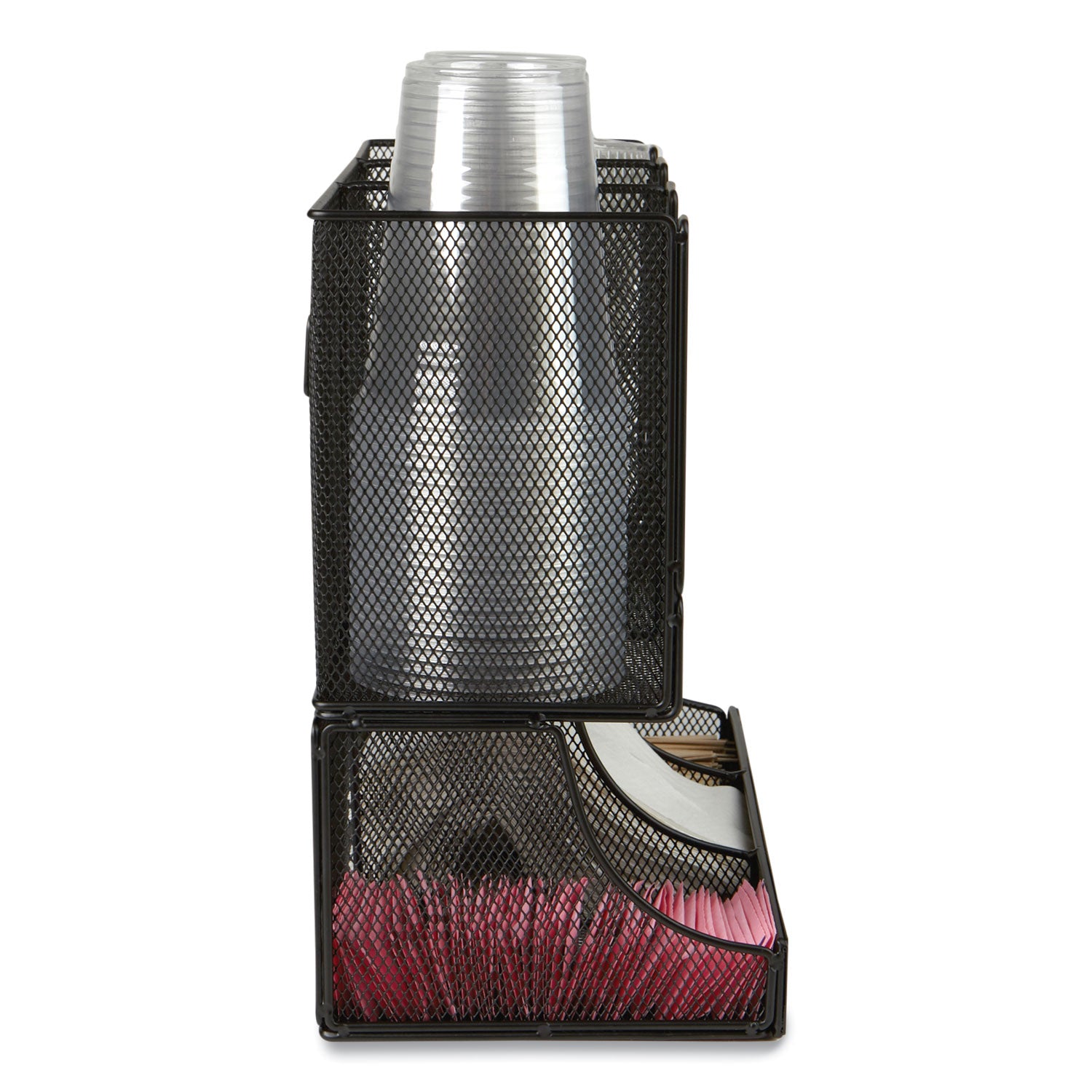 Mind Reader Network Collection 2-Tier 6-Compartment Coffee Cup and Condiment Countertop Organizer, 5 x 13 x 11.5, Black