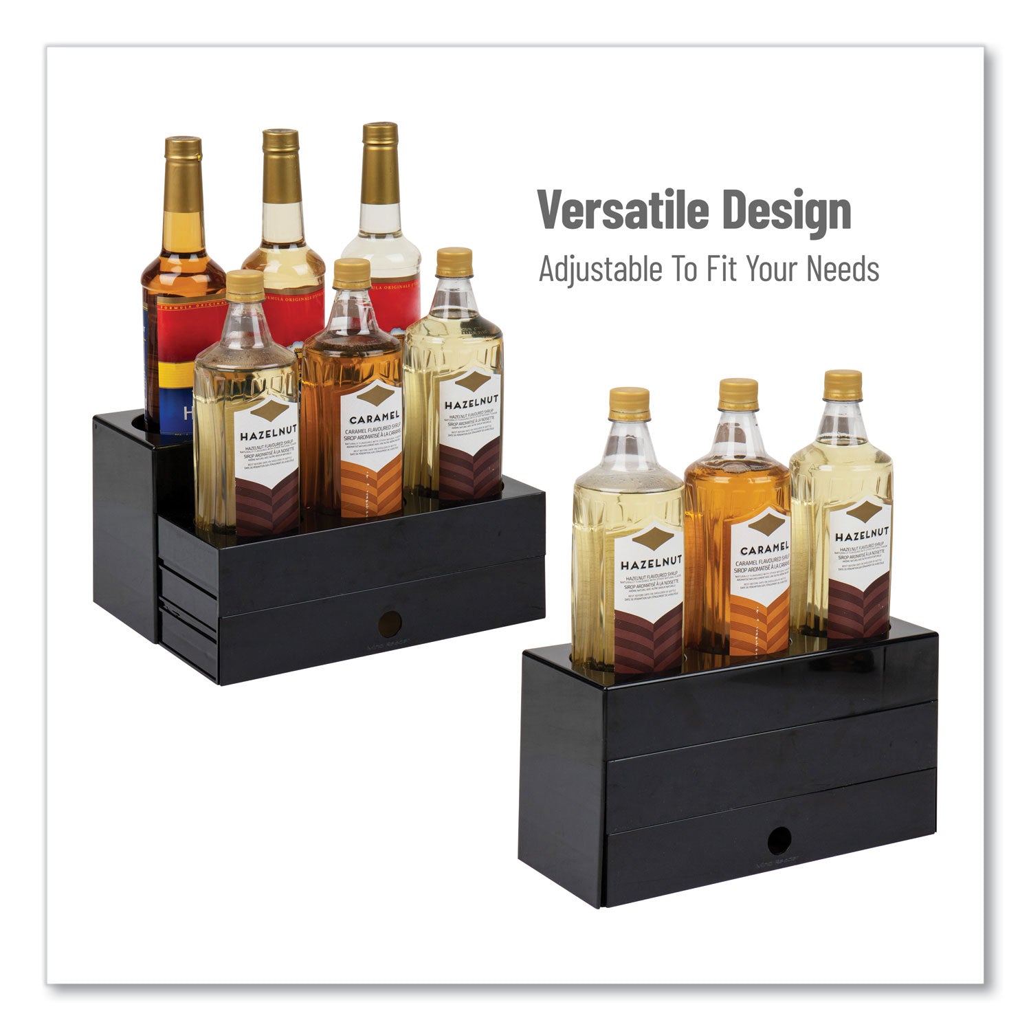 Mind Reader Mind Reader Foundation Collection 9-Compartment Nested Syrup Countertop Bottle Organizer, 12.5 x 5 x 7, Black