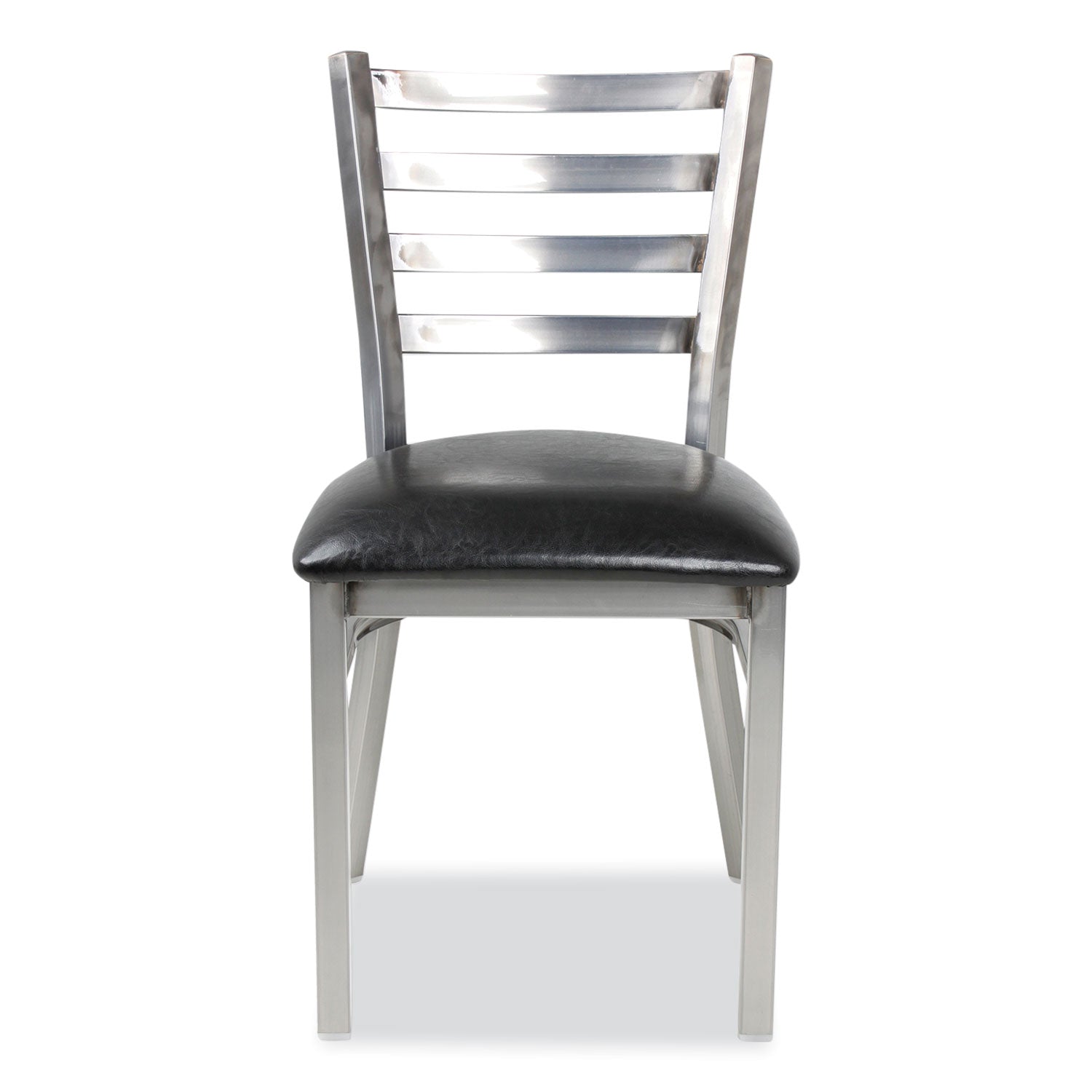 JMC Furniture White Horse Series Side Chairs, Supports Up to 300 lb, 18" Seat Height, Black Seat, Industrial Clear-Coat Steel Back/Frame
