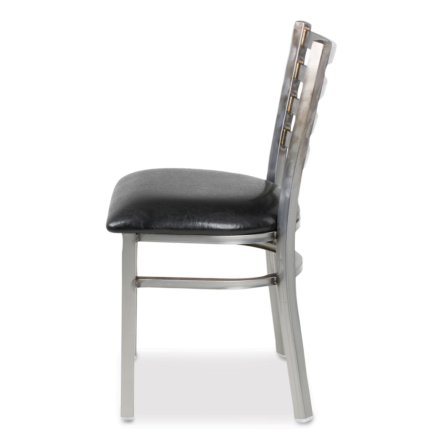 JMC Furniture White Horse Series Side Chairs, Supports Up to 300 lb, 18" Seat Height, Black Seat, Industrial Clear-Coat Steel Back/Frame