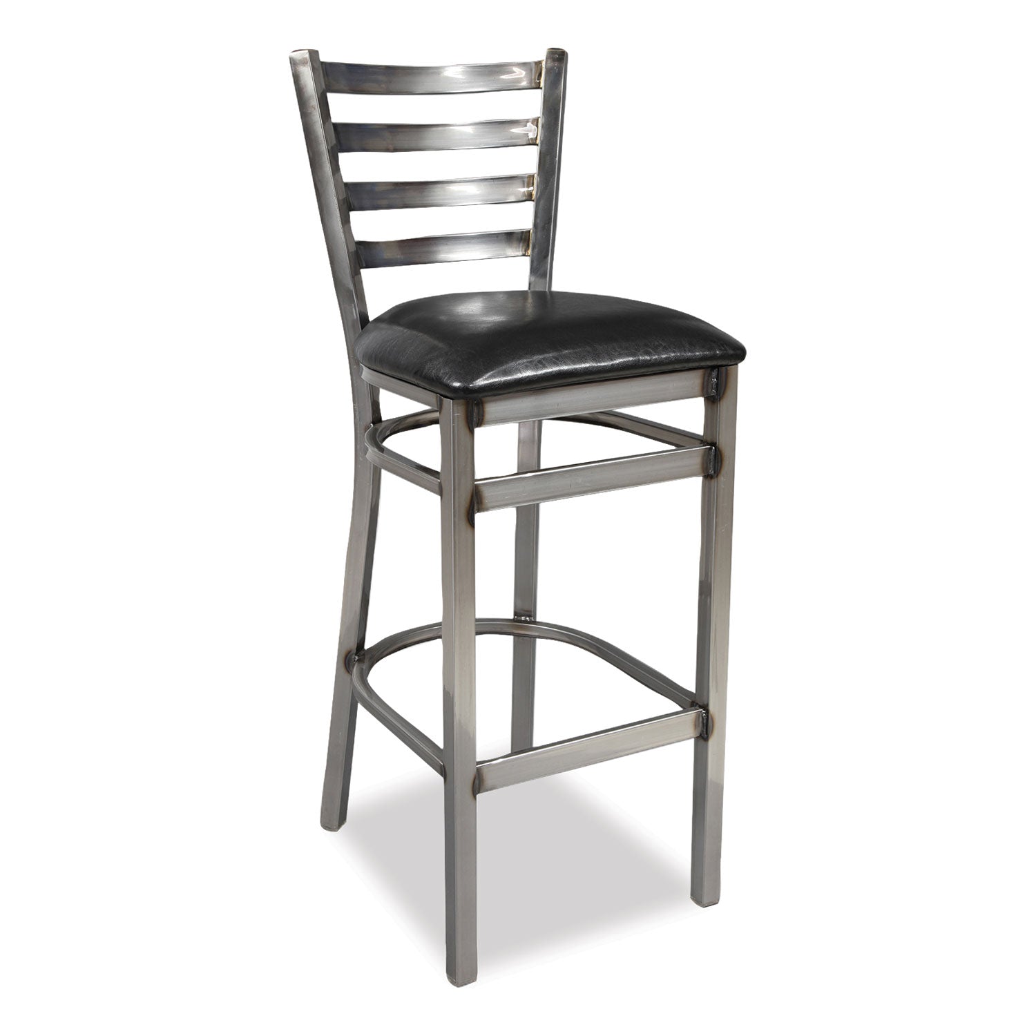 JMC Furniture White Horse Series Barstools, Supports Up to 300 lb, 29.5" Seat Height, Black Seat, Industrial Clear-Coat Steel Back/Frame