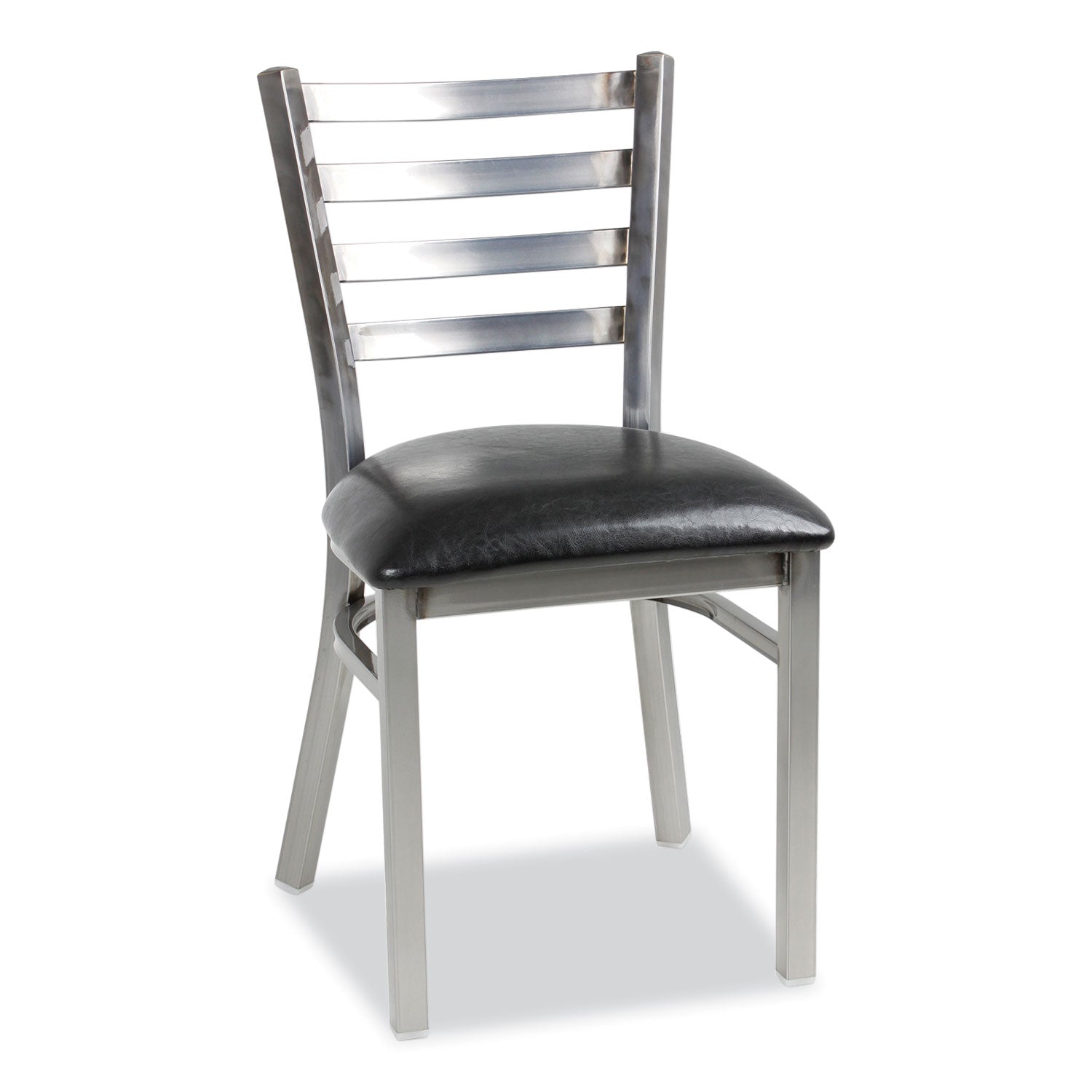 JMC Furniture White Horse Series Side Chairs, Supports Up to 300 lb, 18" Seat Height, Black Seat, Industrial Clear-Coat Steel Back/Frame