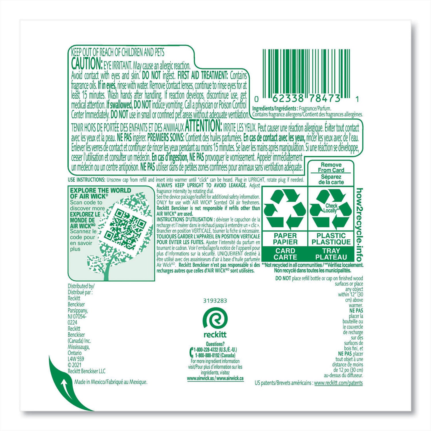 Air Wick® Scented Oil Refill, Lavender and Chamomile, 0.67 oz, 2/Pack, 6 Packs/Carton