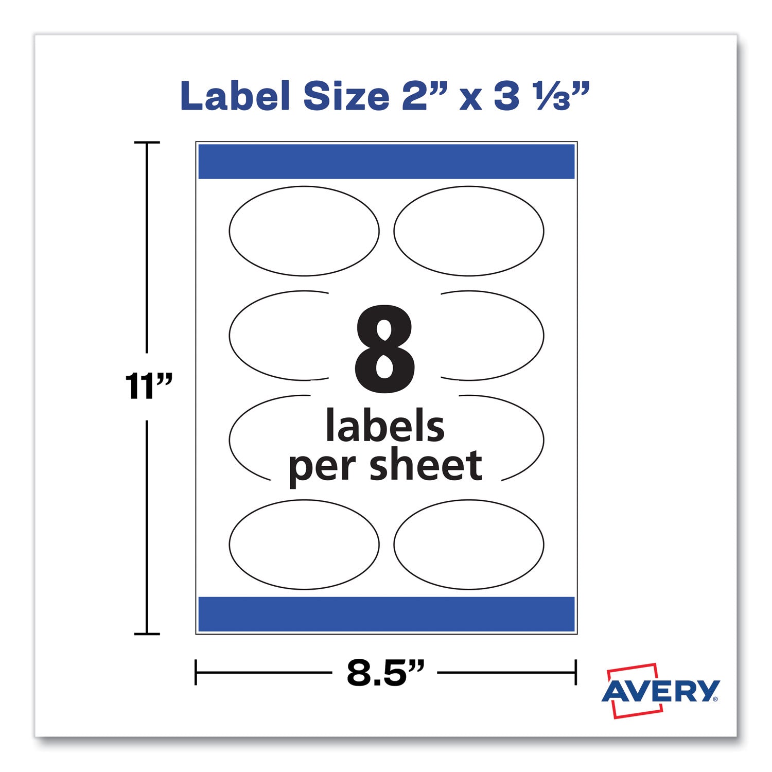 Avery® Oval Print-To-The-Edge Labels, 2 X 3.33, White, 8/sheet, 10 Sheets/pack
