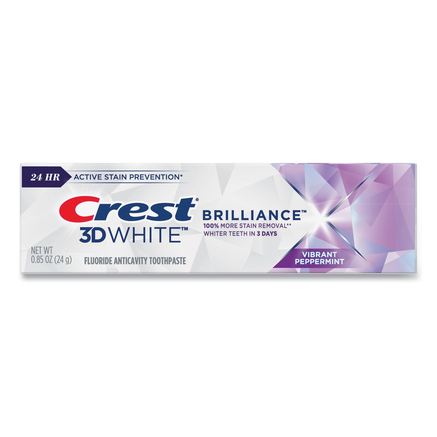 Crest® 3D White Brilliance Advanced Whitening Technology + Advanced Stain Protection Toothpaste, 0.85 oz Tube, 72/Carton