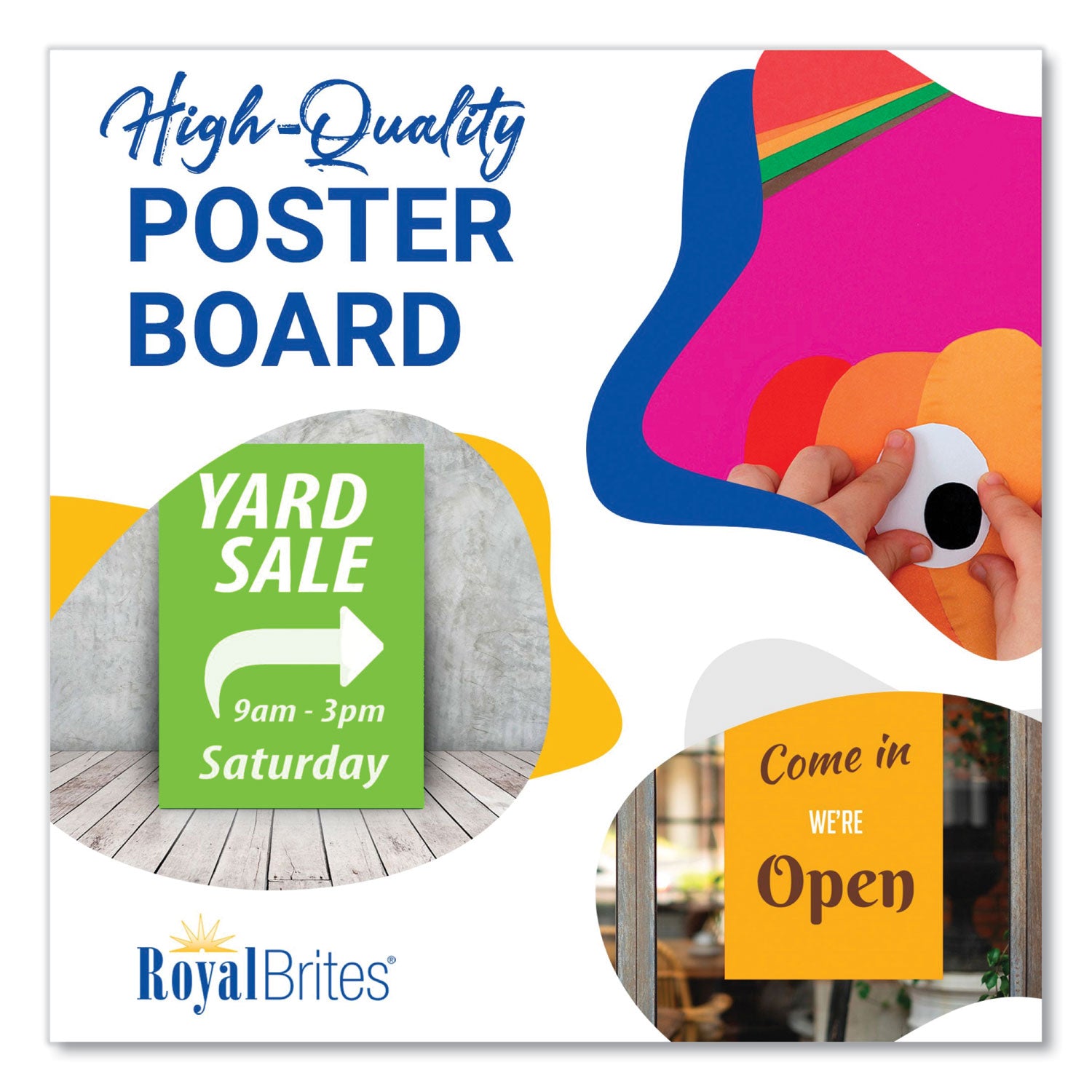 Royal Brites Premium Coated Poster Board, 11 x 14, Assorted Neon Colors, 5/Pack