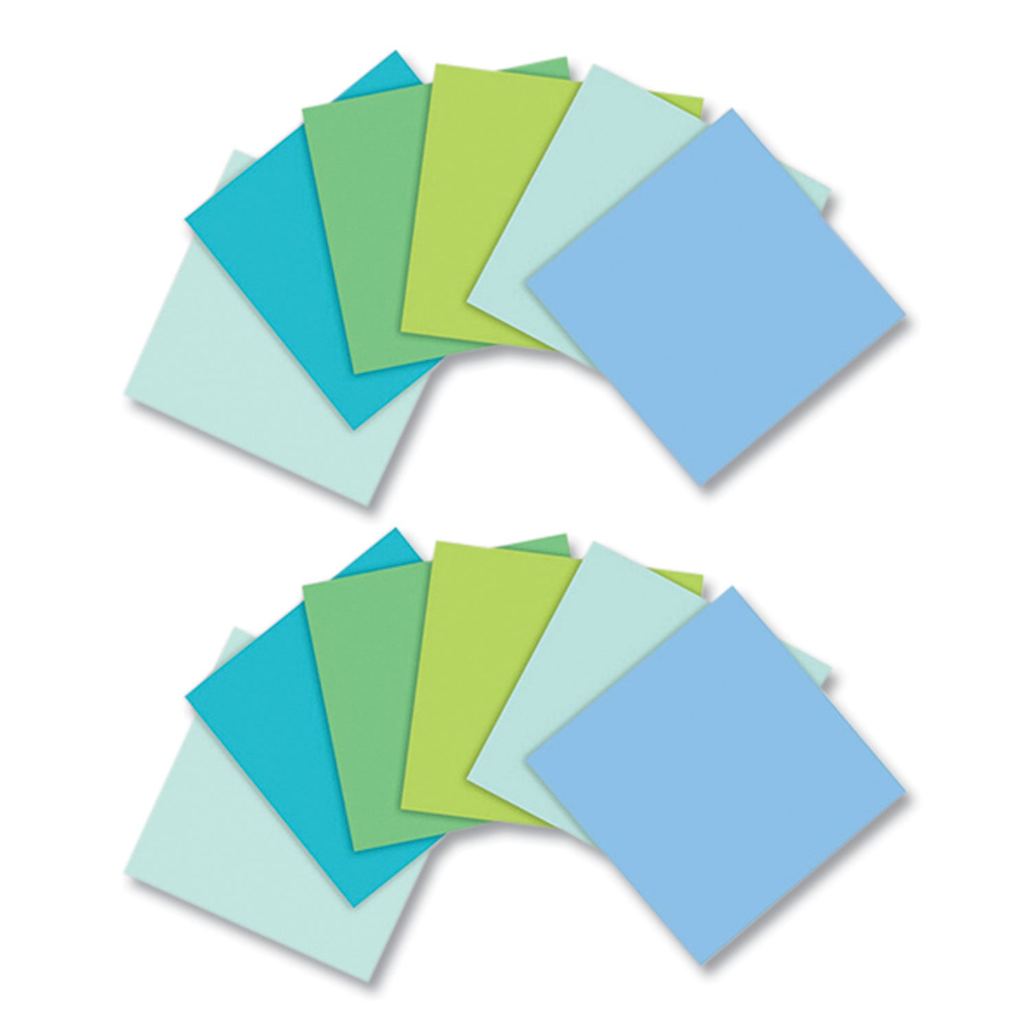 Post-it® Notes Super Sticky 100% Recycled Paper Super Sticky Notes, Unruled, 3" x 3", Assorted Oasis Colors, 70 Sheets/Pad, 12 Pads/Pack