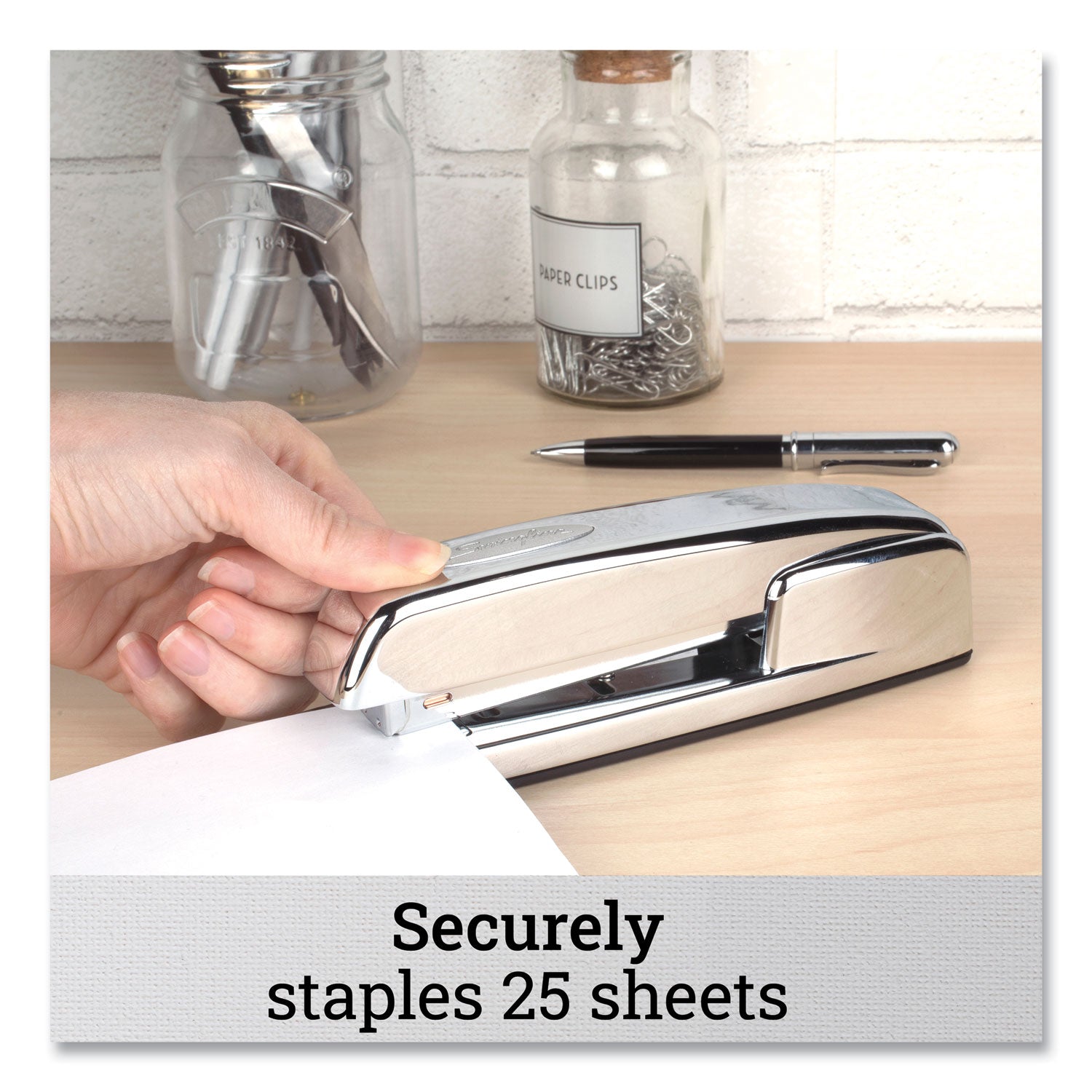 Swingline® 747 Business Full Strip Desk Stapler, 30-Sheet Capacity, Polished Chrome