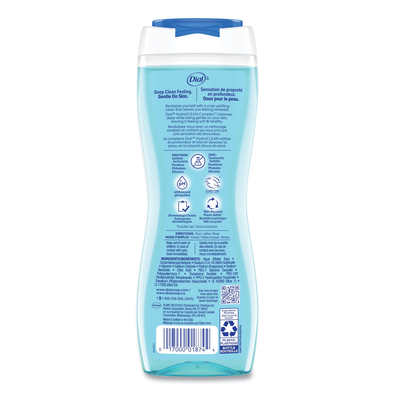 Dial® Body Wash, Spring Water Scent, 16 oz, 6/Carton