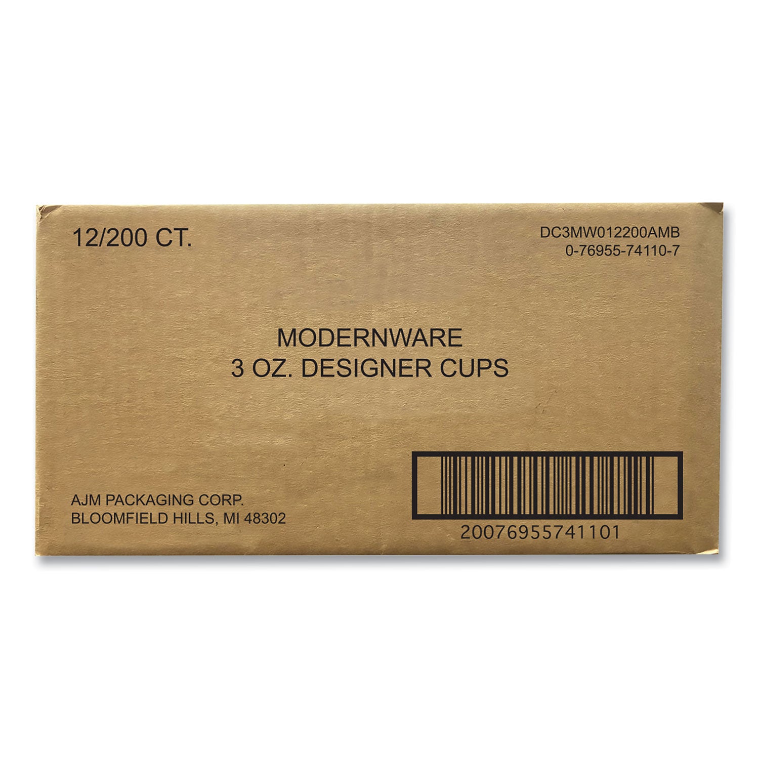 AJM Packaging Corporation Heavy Duty Cold Cups, 3 oz, Paper, Modernware Design, 2,400/Carton