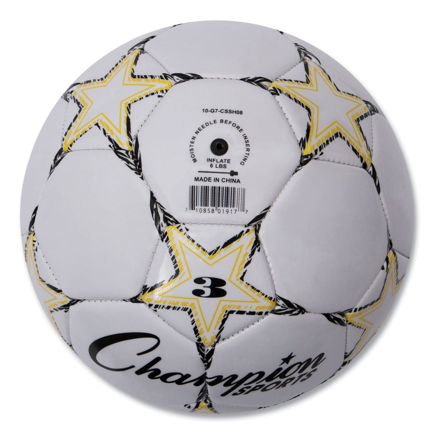 Champion Sports Viper Soccer Ball, No. 3 Size, 7.25" To 7.5" Diameter, White