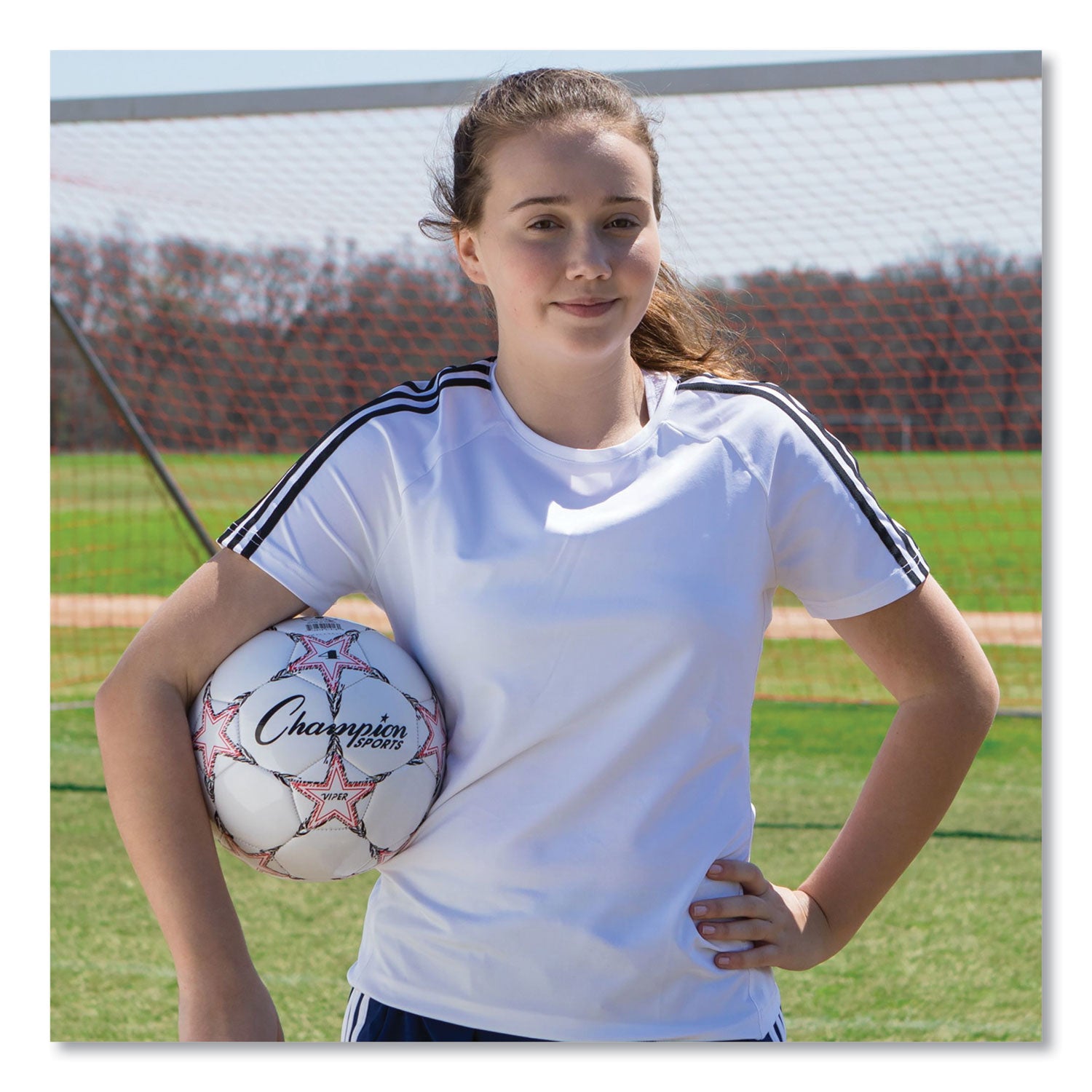 Champion Sports Viper Soccer Ball, No. 4 Size, 8" To 8.25" Diameter, White